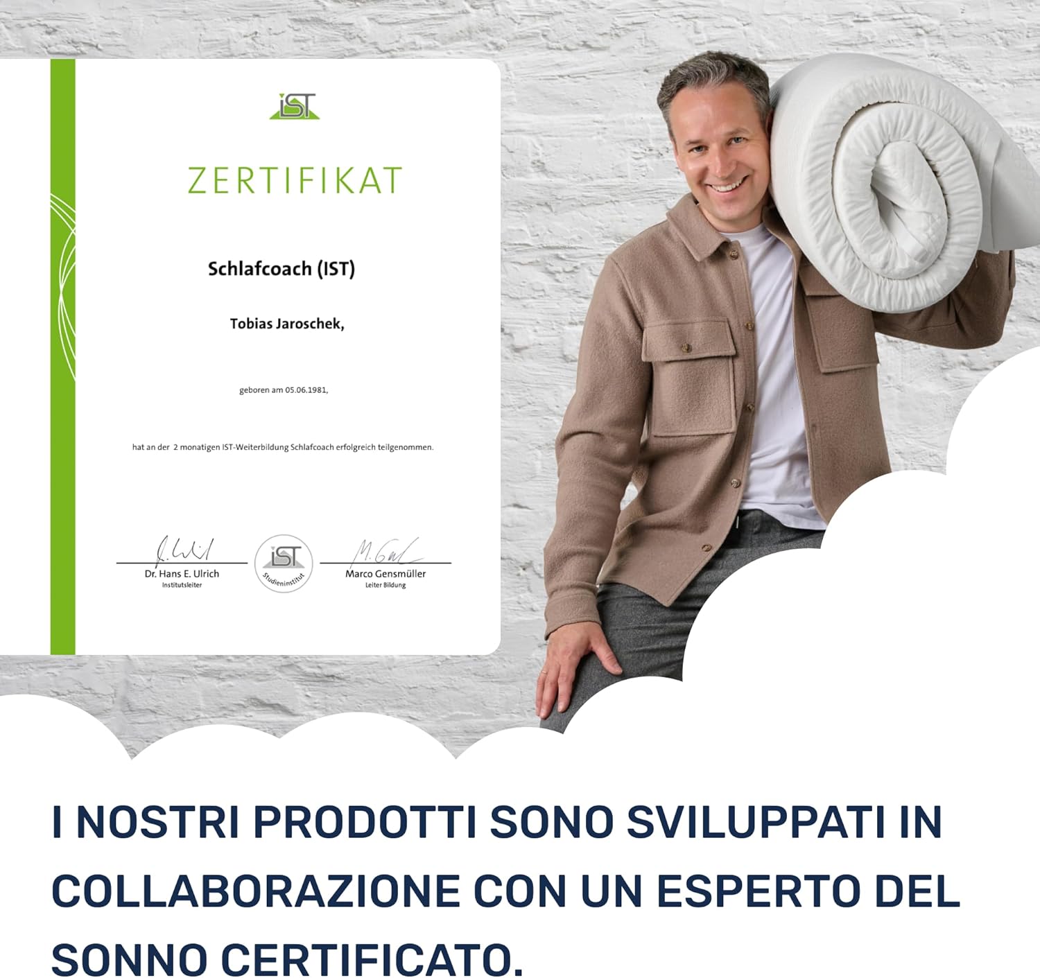 Thumbnail 1 de Dailydream Topper matrimoniale 160x200 cm in memory foam, altezza 5 cm (Edition Clean Ocean, Model M)