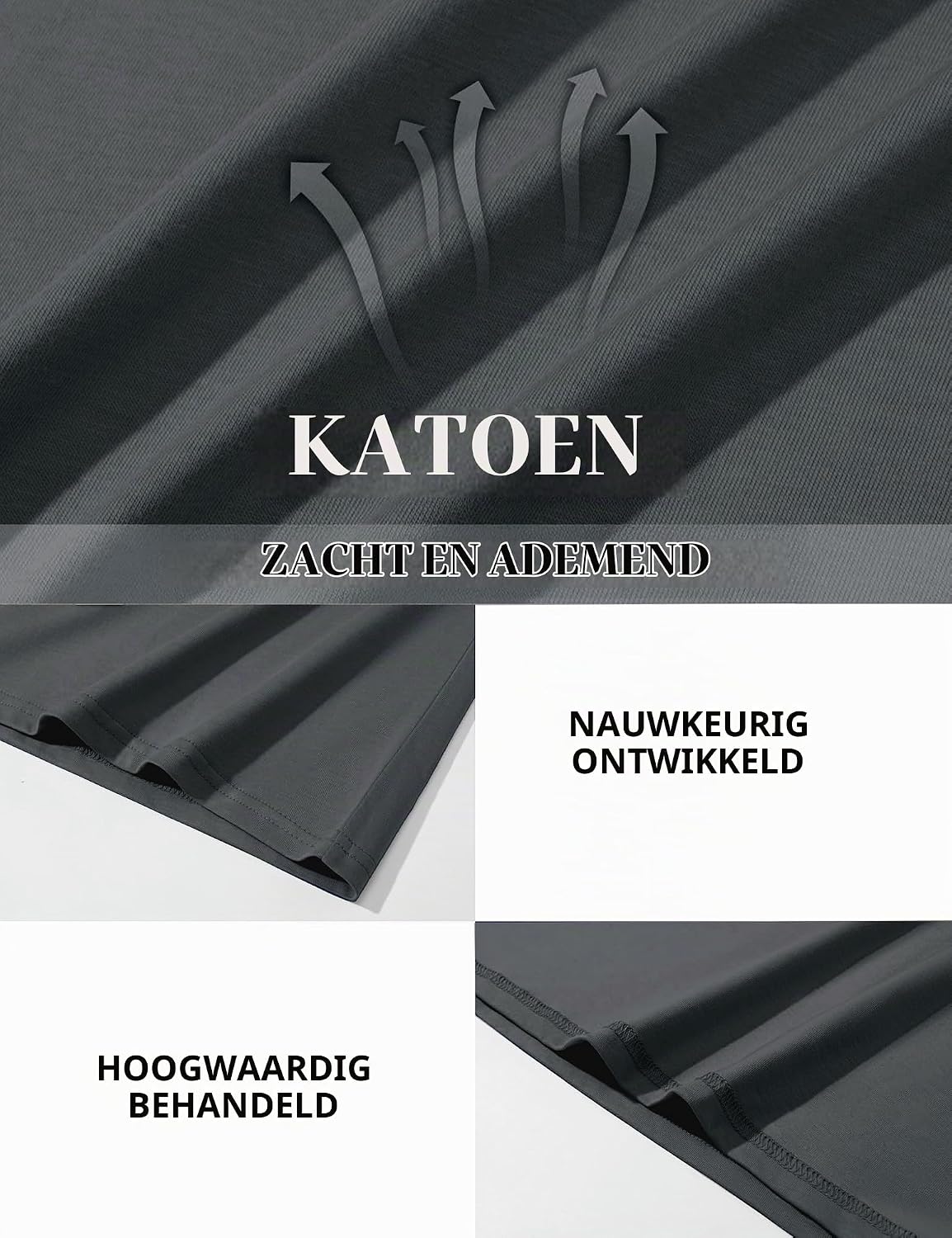 Thumbnail 5 de KEFITEVD CAV-690-DE Henleyshirt voor heren van katoen met lange mouwen