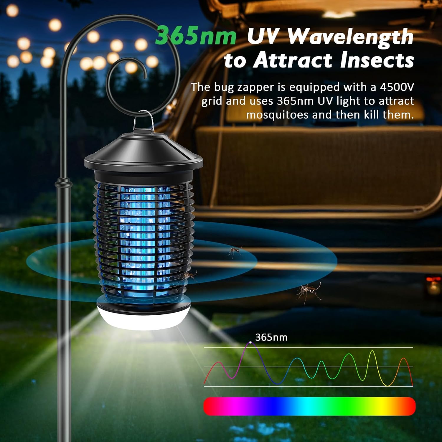 Thumbnail 3 de PALONE Bug Zapper: 4500V Powerful Fly Killer with 360° Coverage and LED Night Light