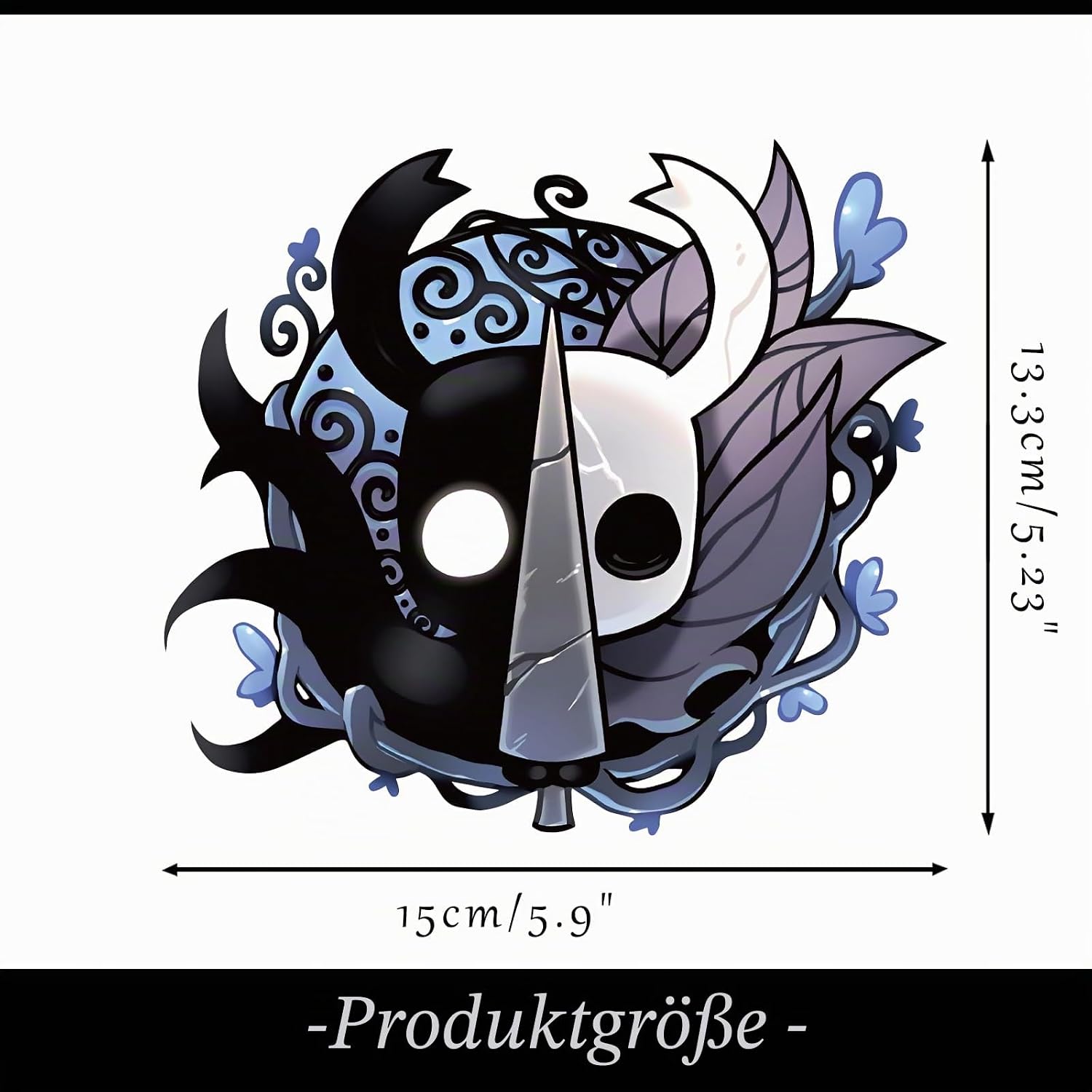 Thumbnail 1 de Hollow Knight Auto Aufkleber bunt PVC – Maske und Waffe Motiv für glatte Oberflächen