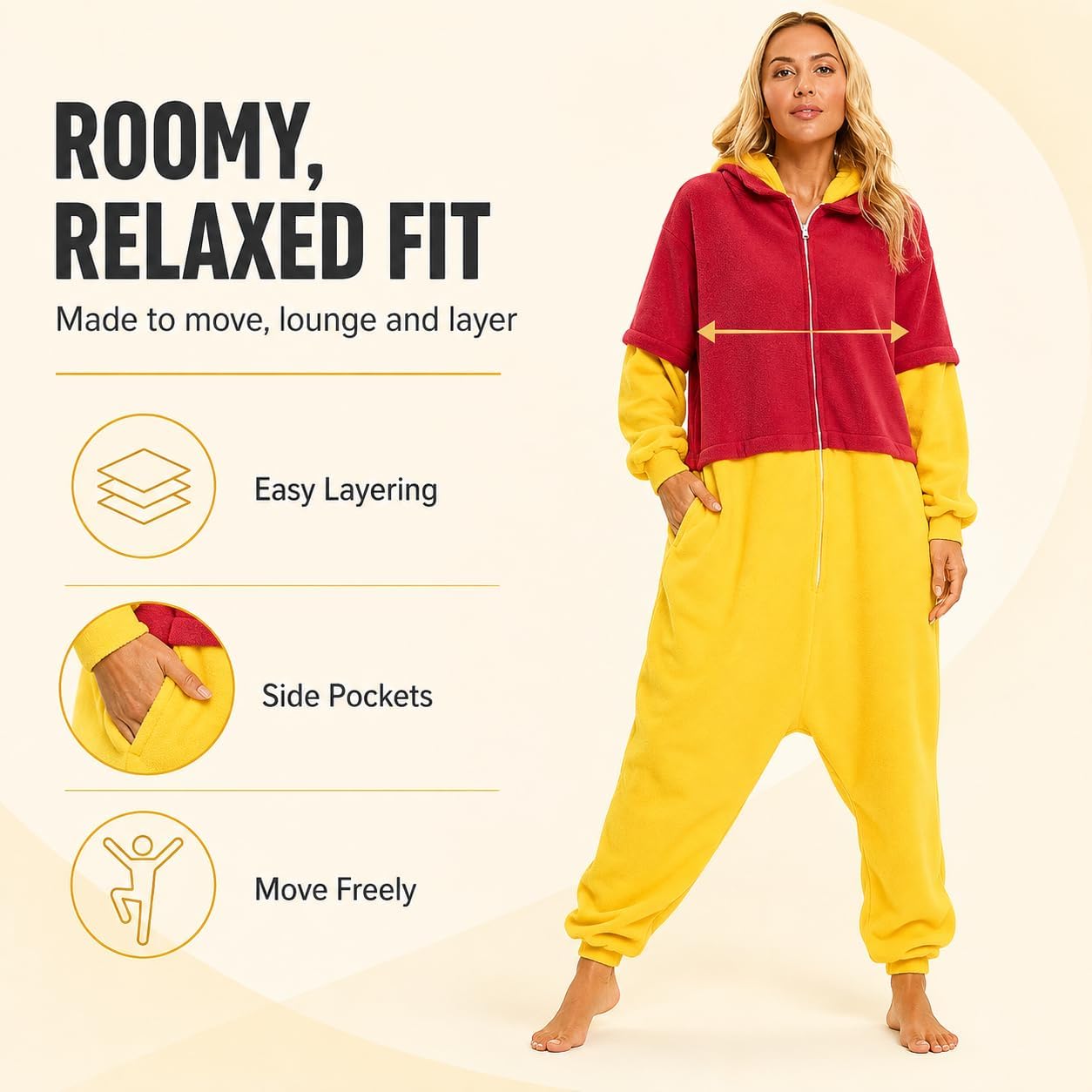 Detalle 2 de BGOKTA PJ02-Blue-L Adult Animal Onesie Pajamas, Halloween Costume One-Piece