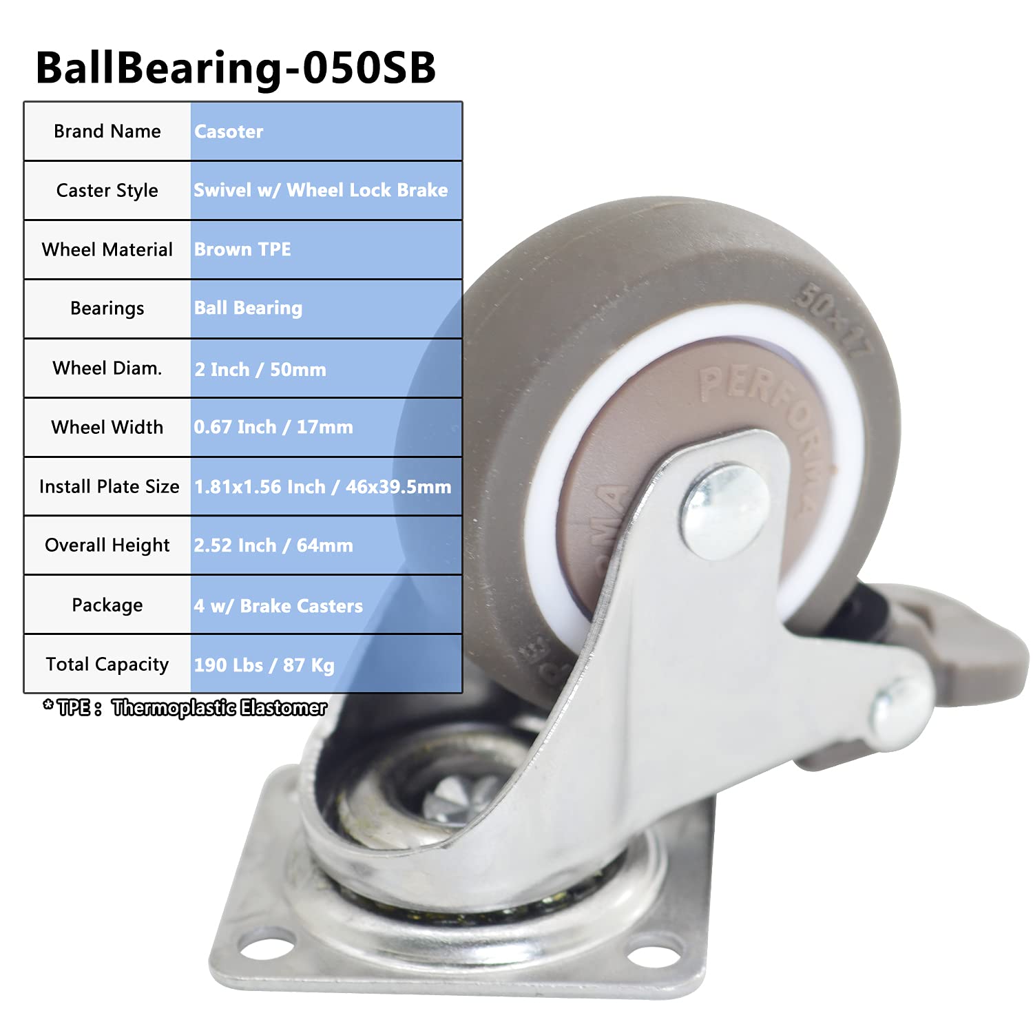 Detalle de Casoter Swivel Caster Set, 2-inch