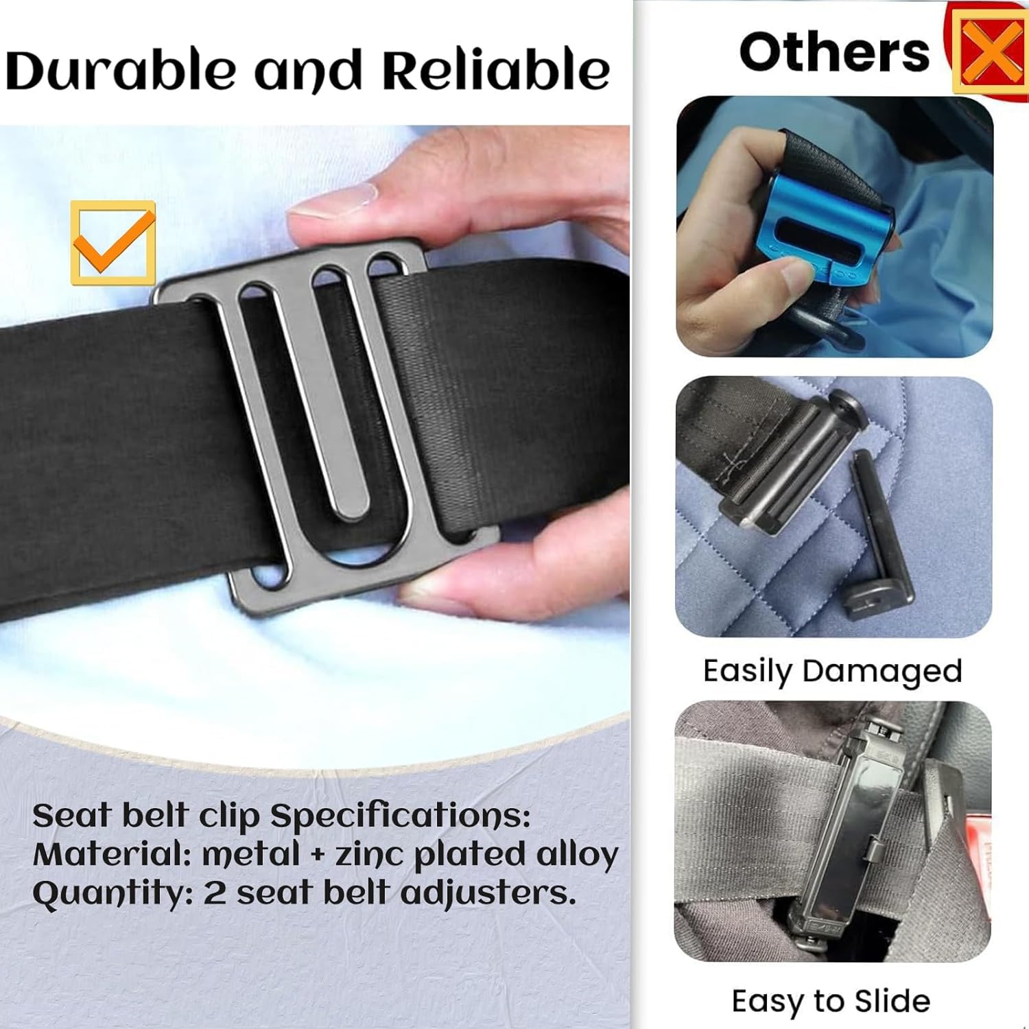 Thumbnail 2 de Car Seat Belt Clips Adjuster Universal metal clip