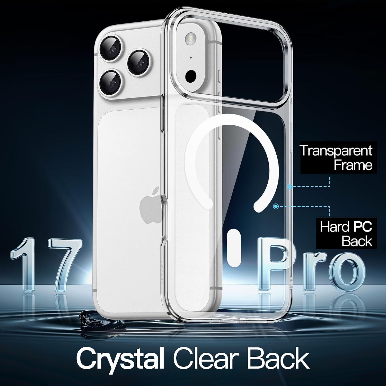 Detalle de JETech Cover magnetica trasparente per iPhone 17 Pro 6,3” compatibile MagSafe (antiurto, anti-graffio)