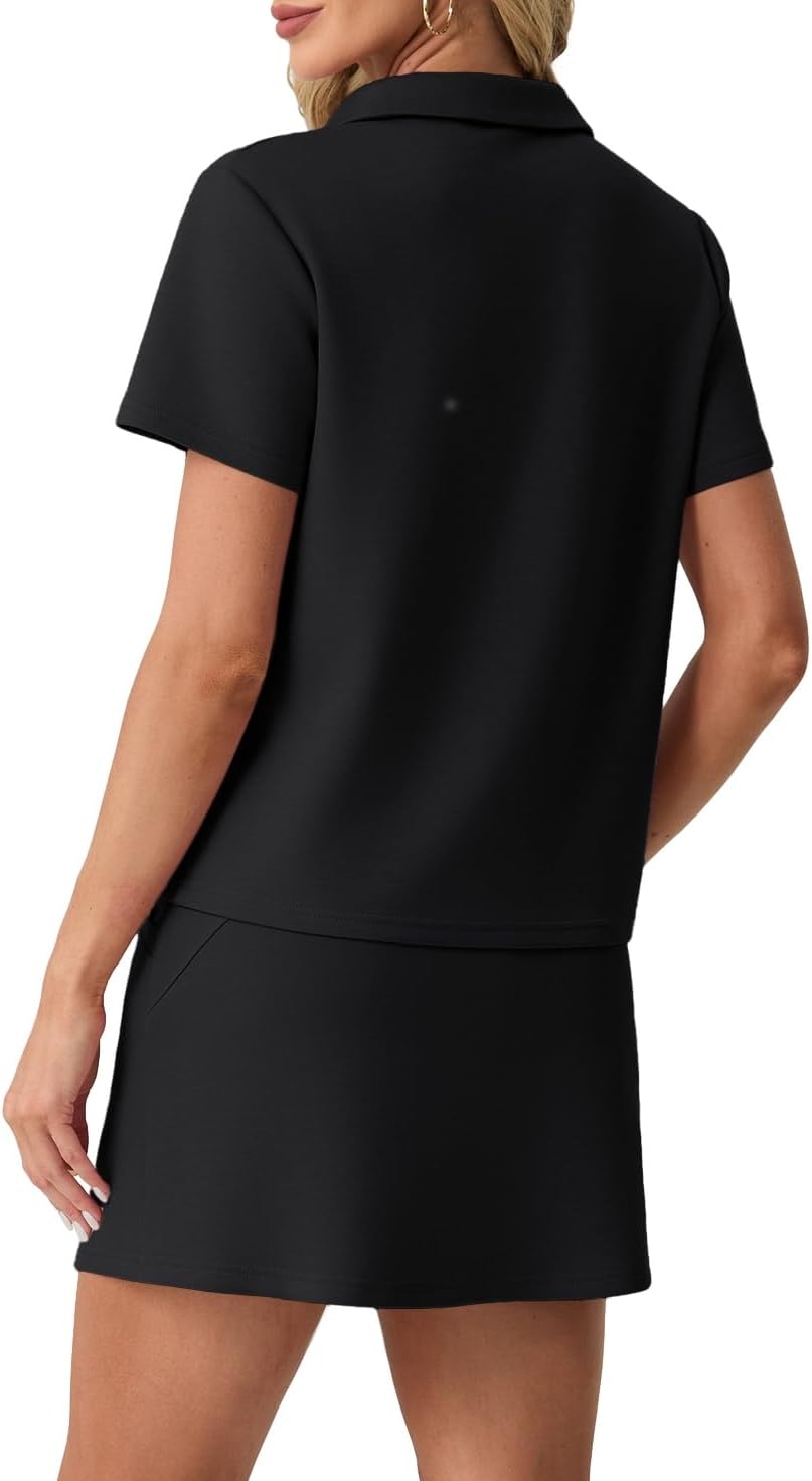 Thumbnail 4 de GRECERELLE Women's Summer 2 Piece Skort Set: Half Zip Top with Pocketed Tennis Skirt