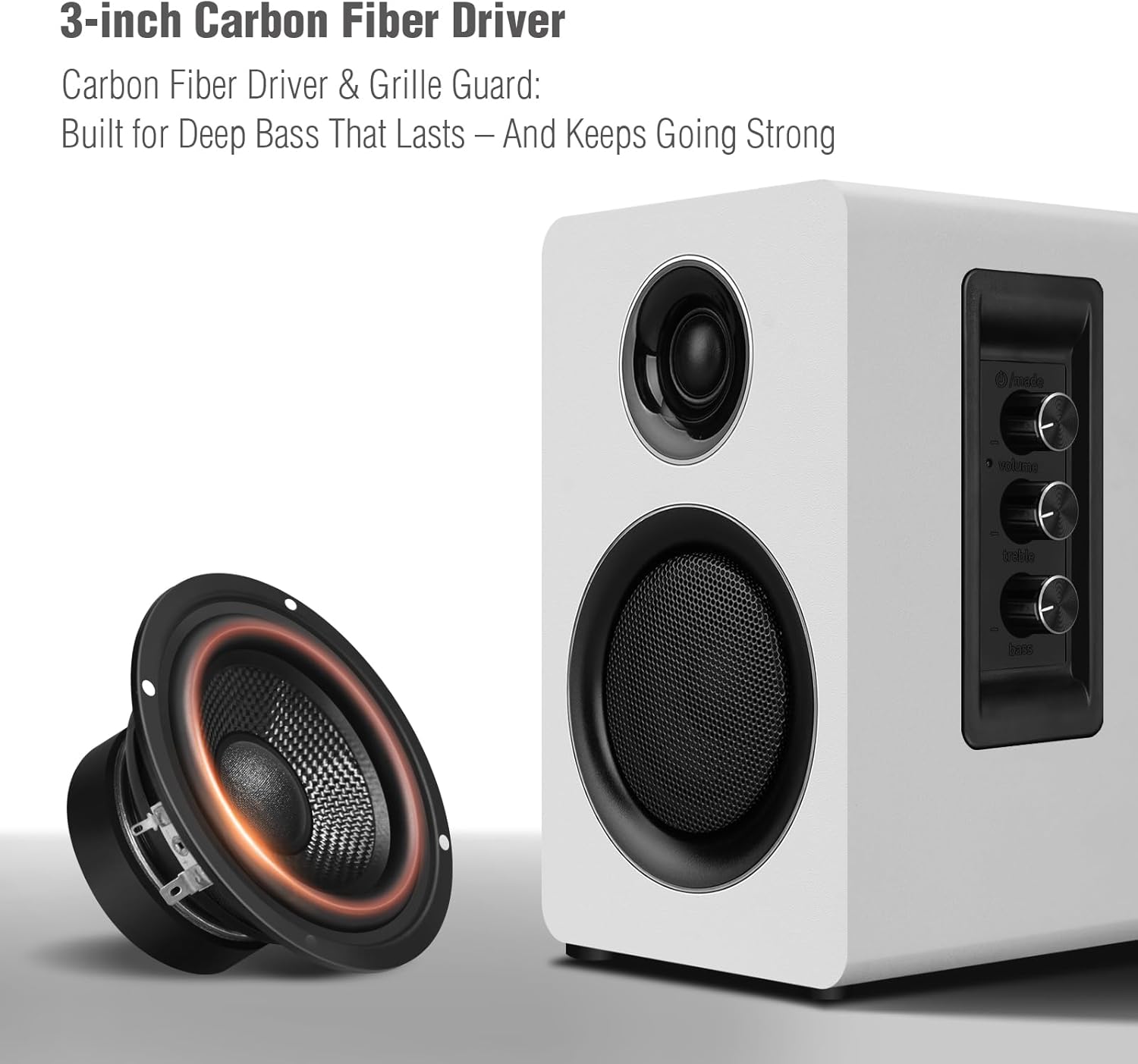 Thumbnail 1 de ZQMMSPK Active Bookshelf Speakers (60W) with Bluetooth 5.3, USB-C and AUX/RCA – White Stereo Set