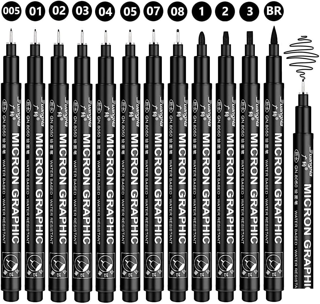 Detalle de Gelanty Black Fineliner Pens Set 12 Pack