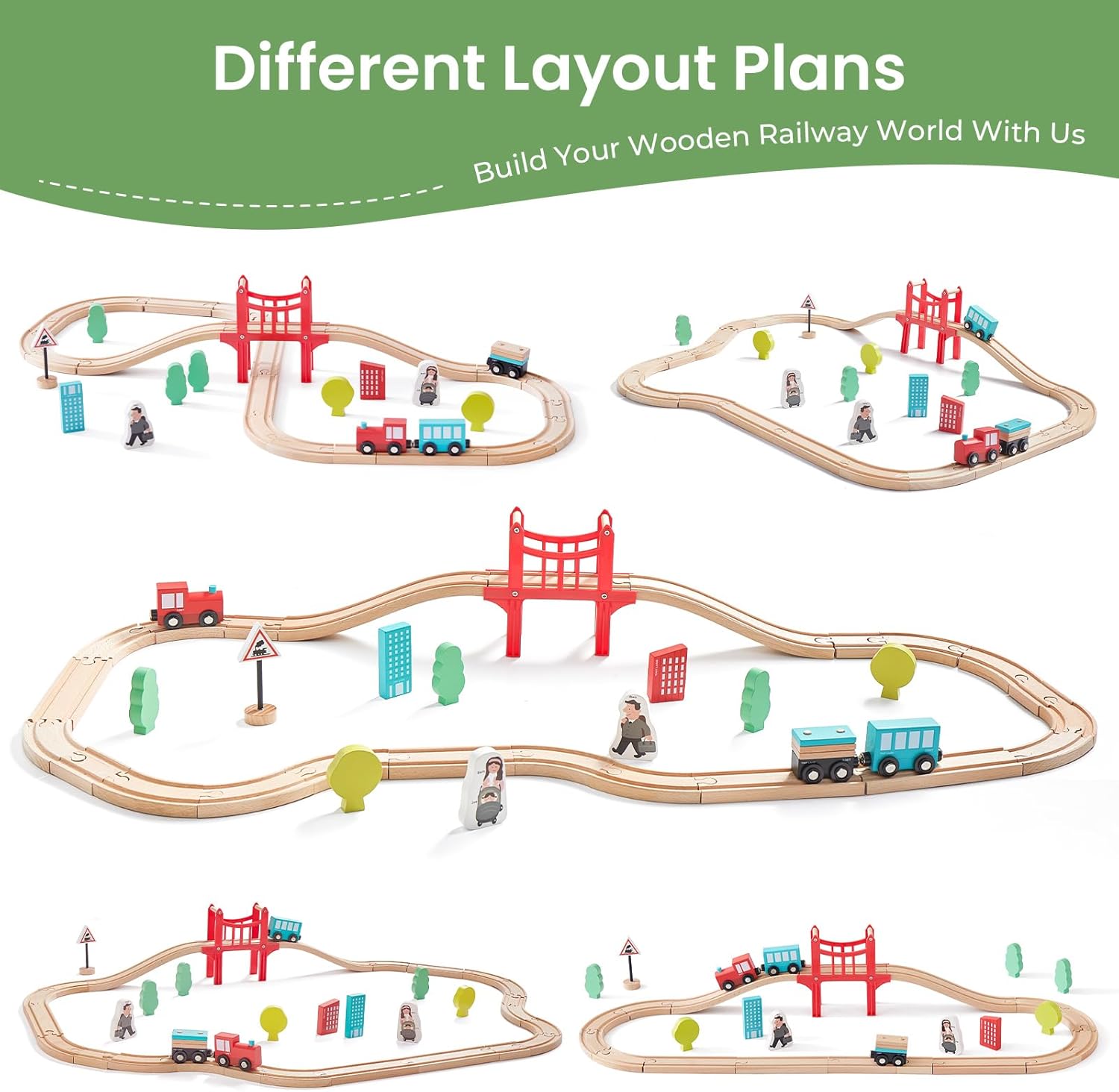 Thumbnail 4 de Tiny Land Wooden Train Set 39 pcs 🚂