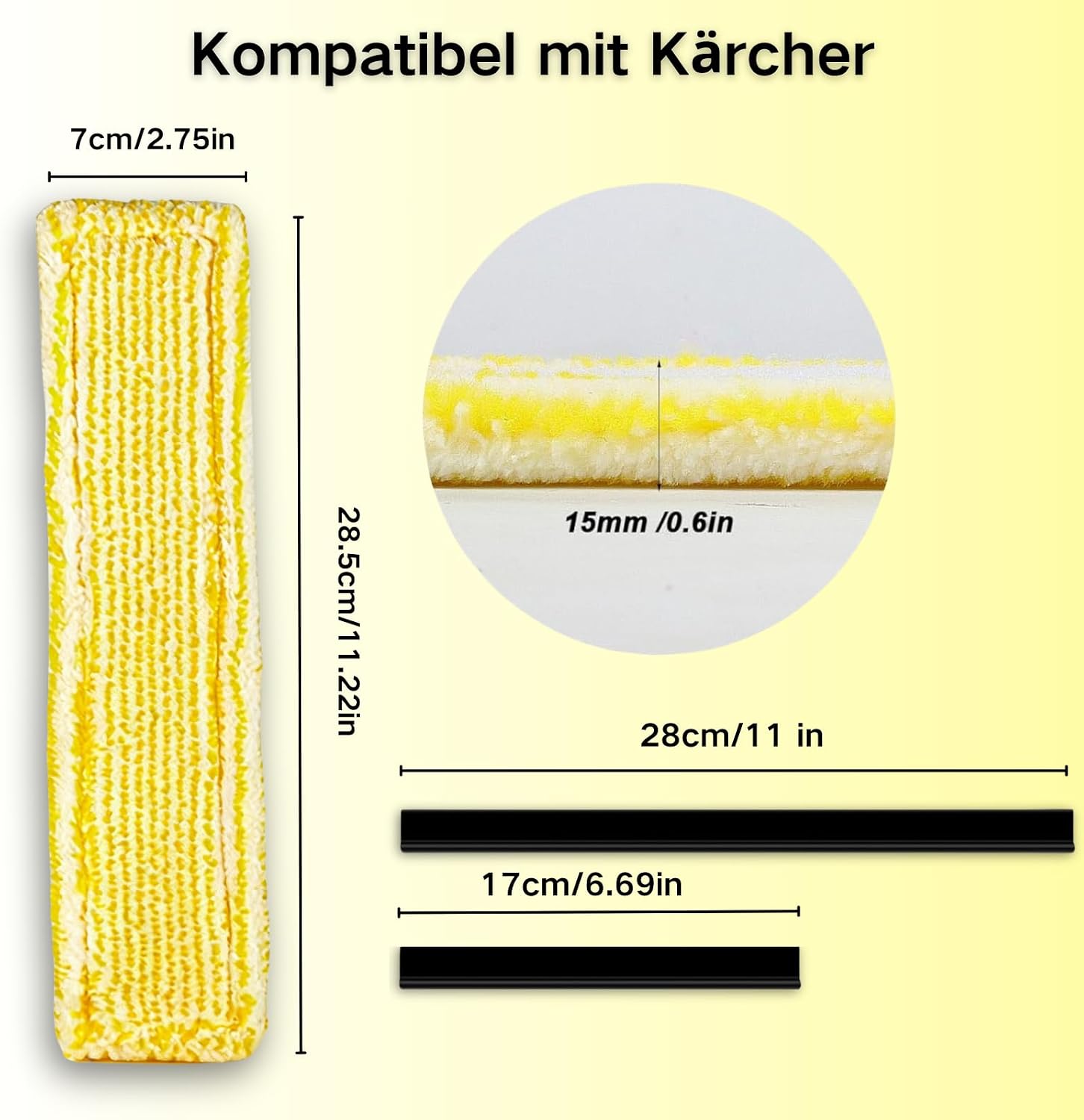 Detalle 1 de OstayOne Replacement Parts for Kärcher Window Vacuums, Microfibre Pads and Rubber Blades