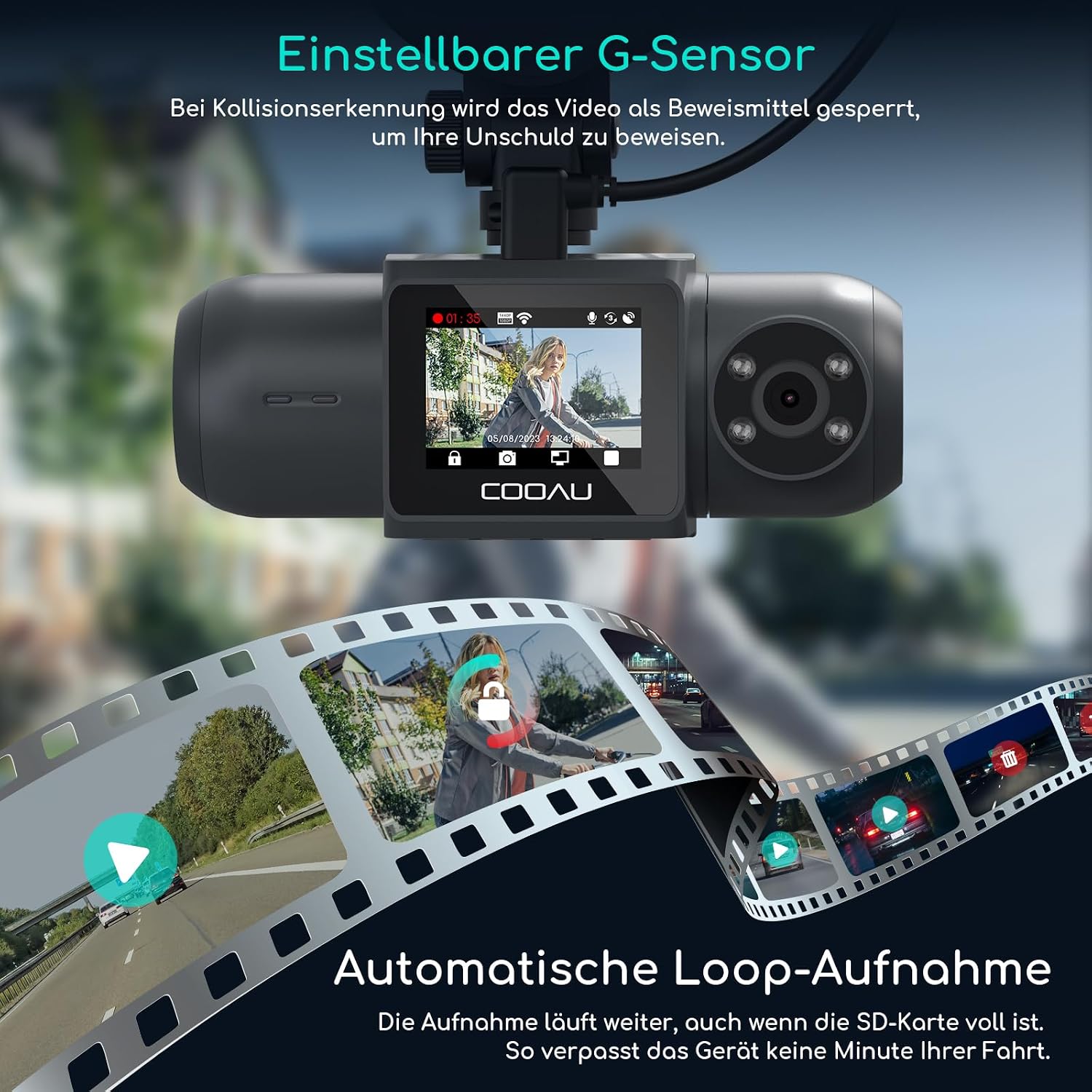 Thumbnail 6 de COOAU D30S 4K Dashcam Auto mit GPS