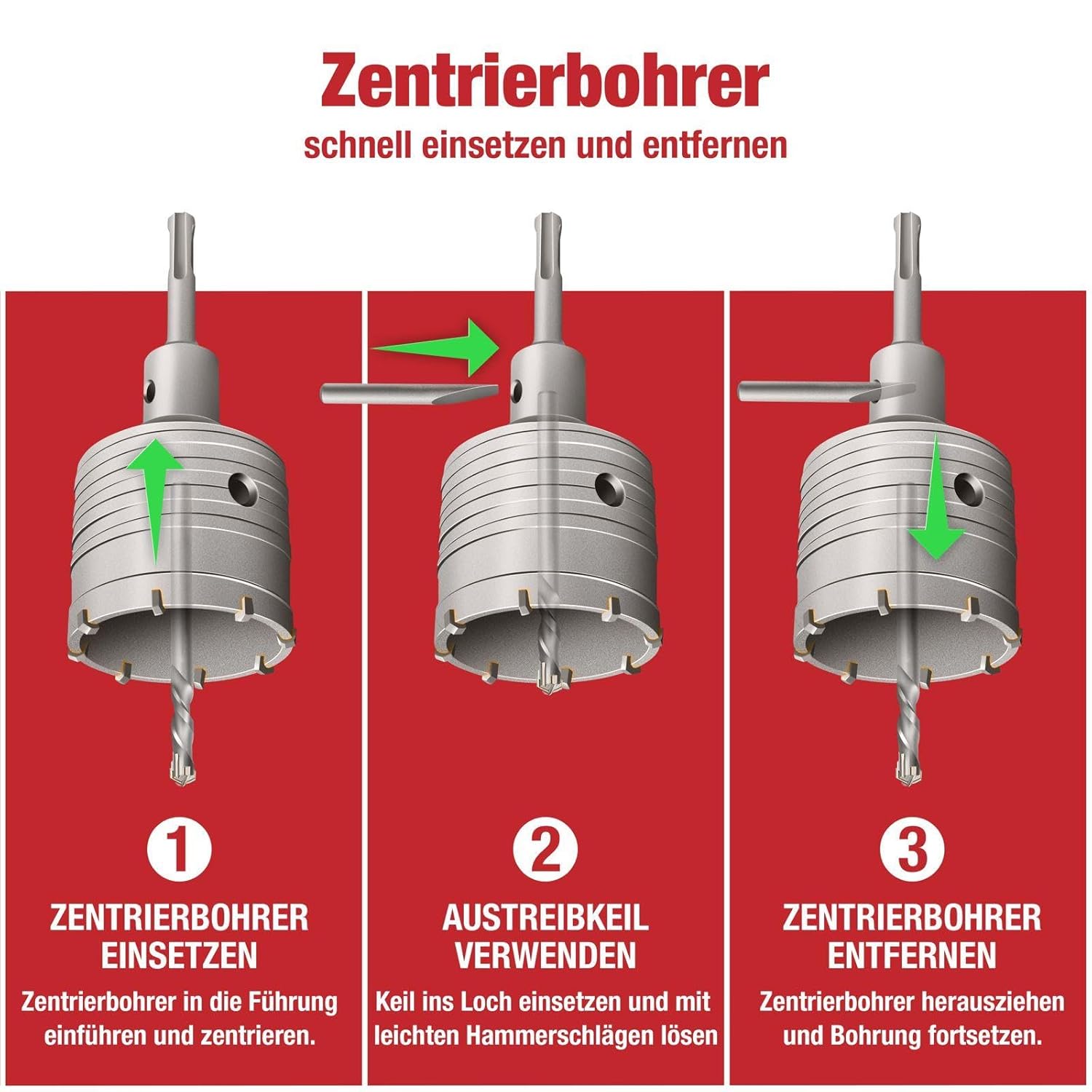 Thumbnail 2 de SCHWABENBACH® SDS-Plus Bohrkrone 68 mm für Steckdosen – Kronenbohrer Mauerwerk mit 8 Hartmetallzähnen