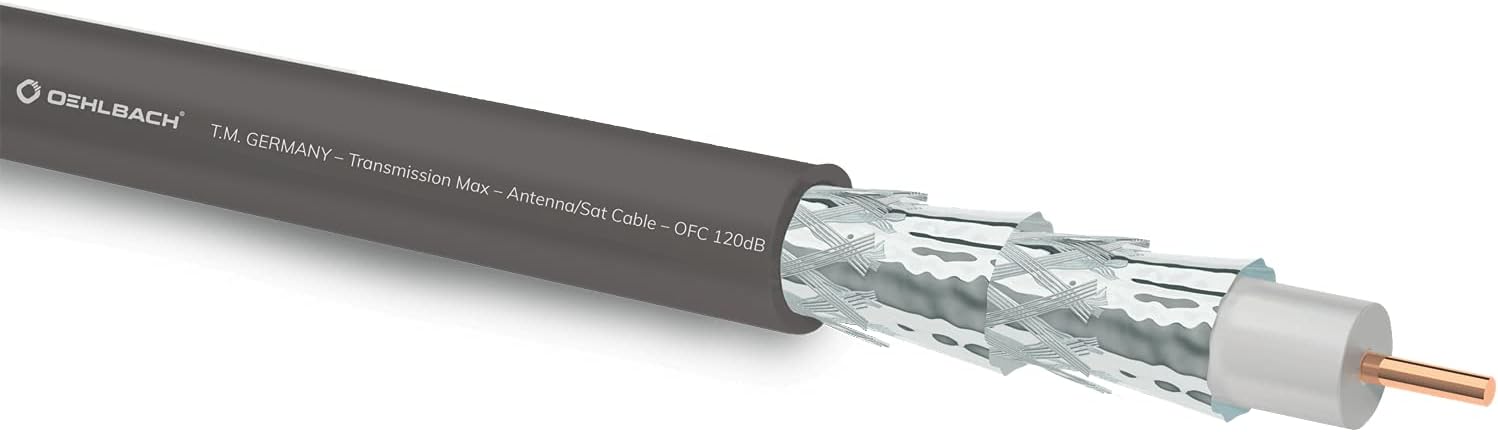 Detalle de OEHLBACH Transmission Shift S HD Satellitenkabel – 3 m anthrazit, 75 Ω, 4‑fach abgeschirmt, Made in Germany
