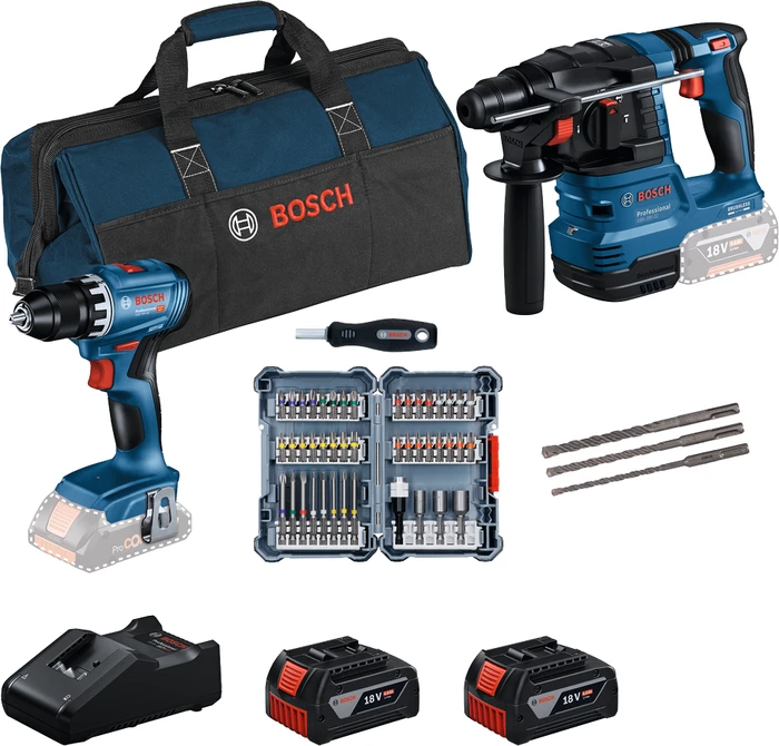Detalle de Bosch Professional GBH 18V-22 + GSR 18V-45 Kombiset + Zubehör
