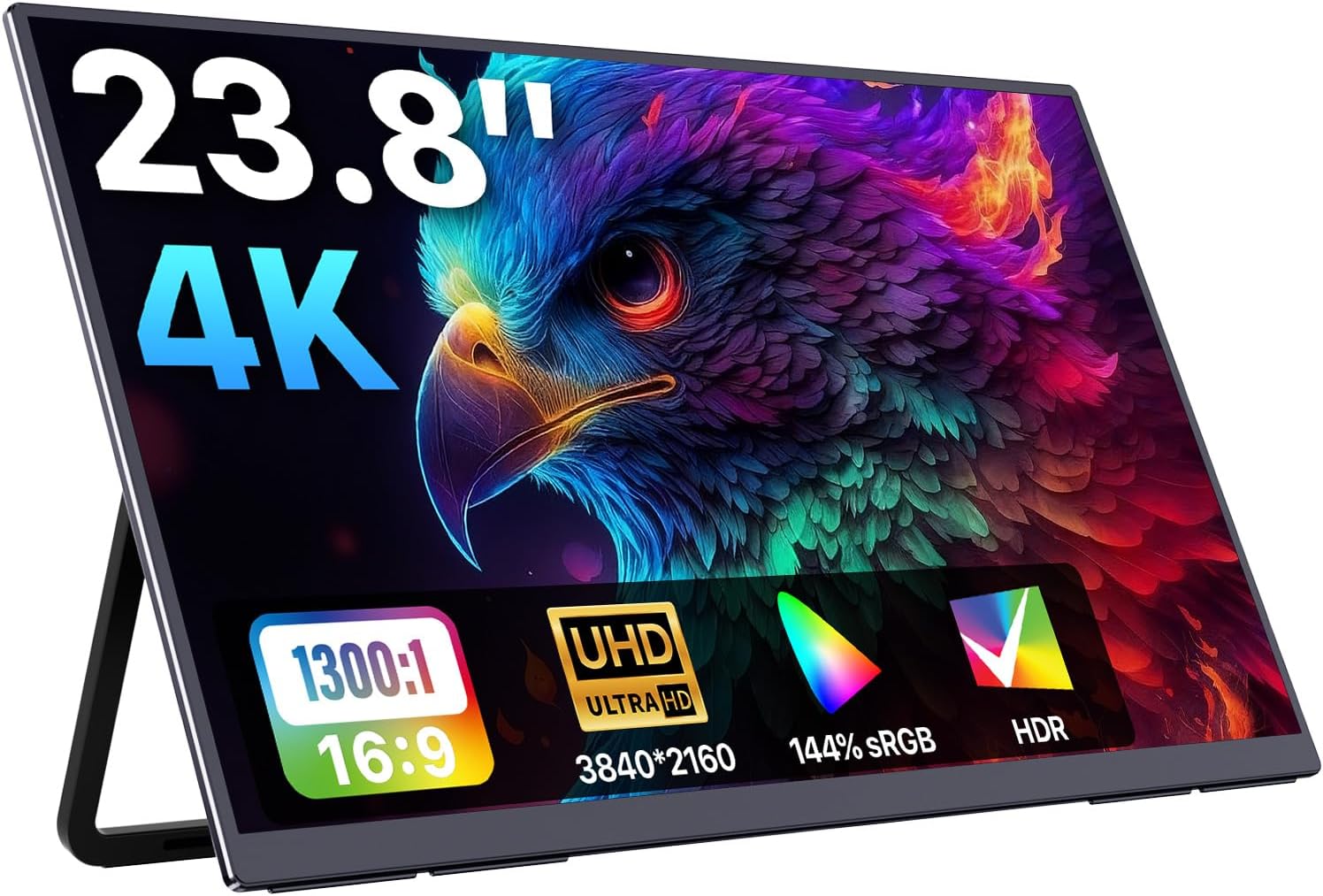 Detalle de Upperizon 23.8-Inch 4K Portable Monitor with HDR, USB-C & HDMI, 100x100mm VESA, Built-in Speakers