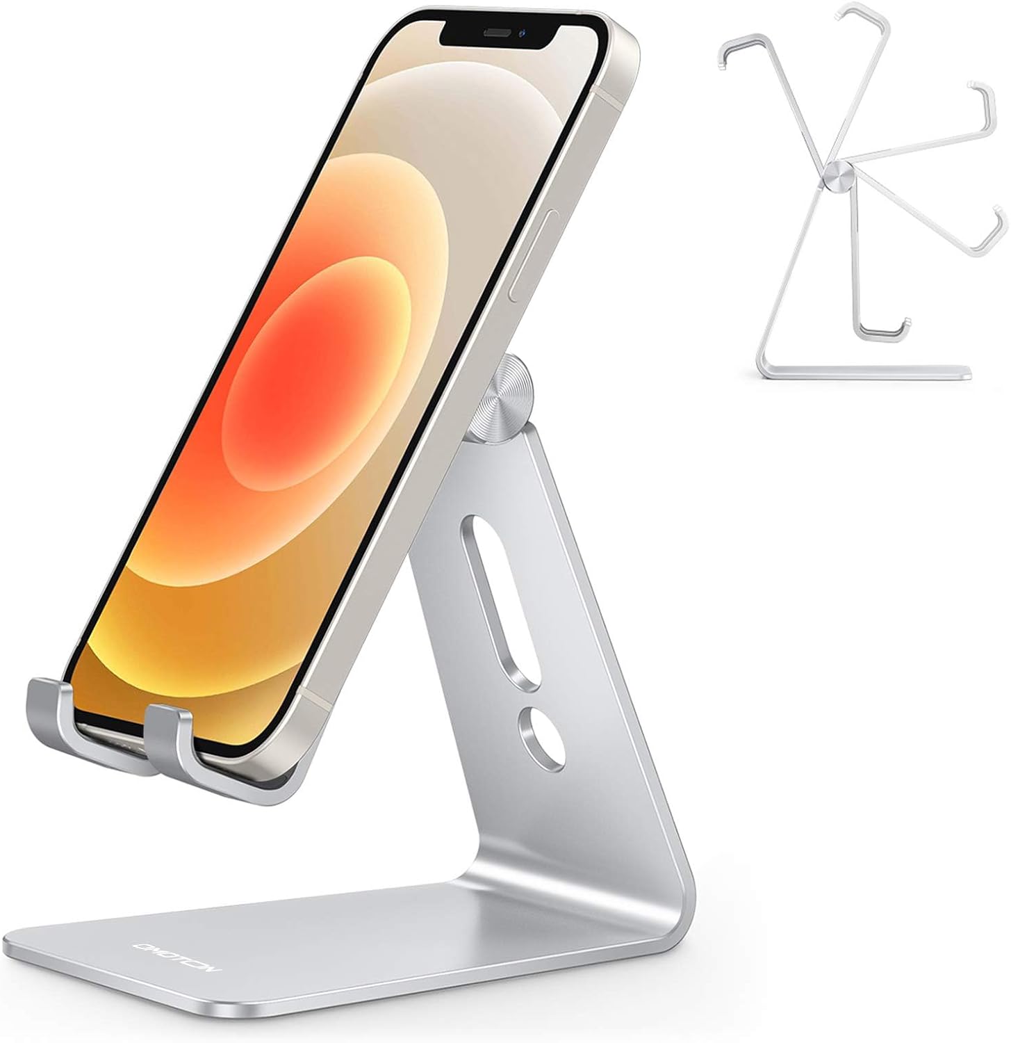 Detalle de OMOTON Adjustable Aluminum Phone Stand with Charging Port