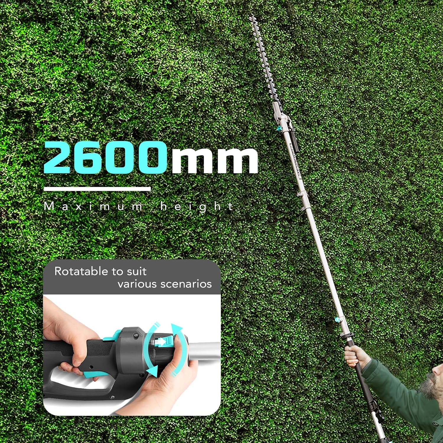 Detalle de Bluemars Heavy Duty 1010W Pole Hedge Trimmer with 2.6m Reach