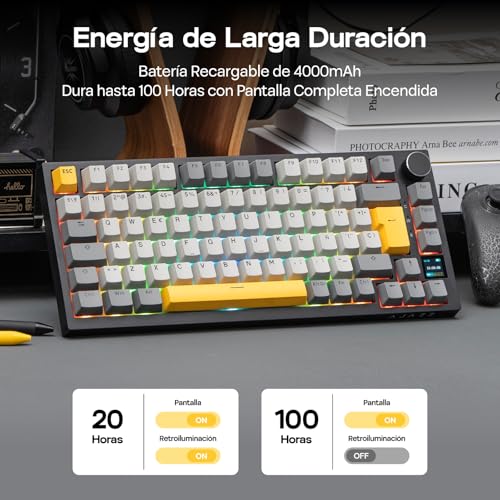 Thumbnail 3 de EPOMAKER Ajazz AK820 Pro ISO-ES: Teclado Mecánico Inalámbrico 75% con Pantalla TFT, Perilla y RGB para PC/Mac