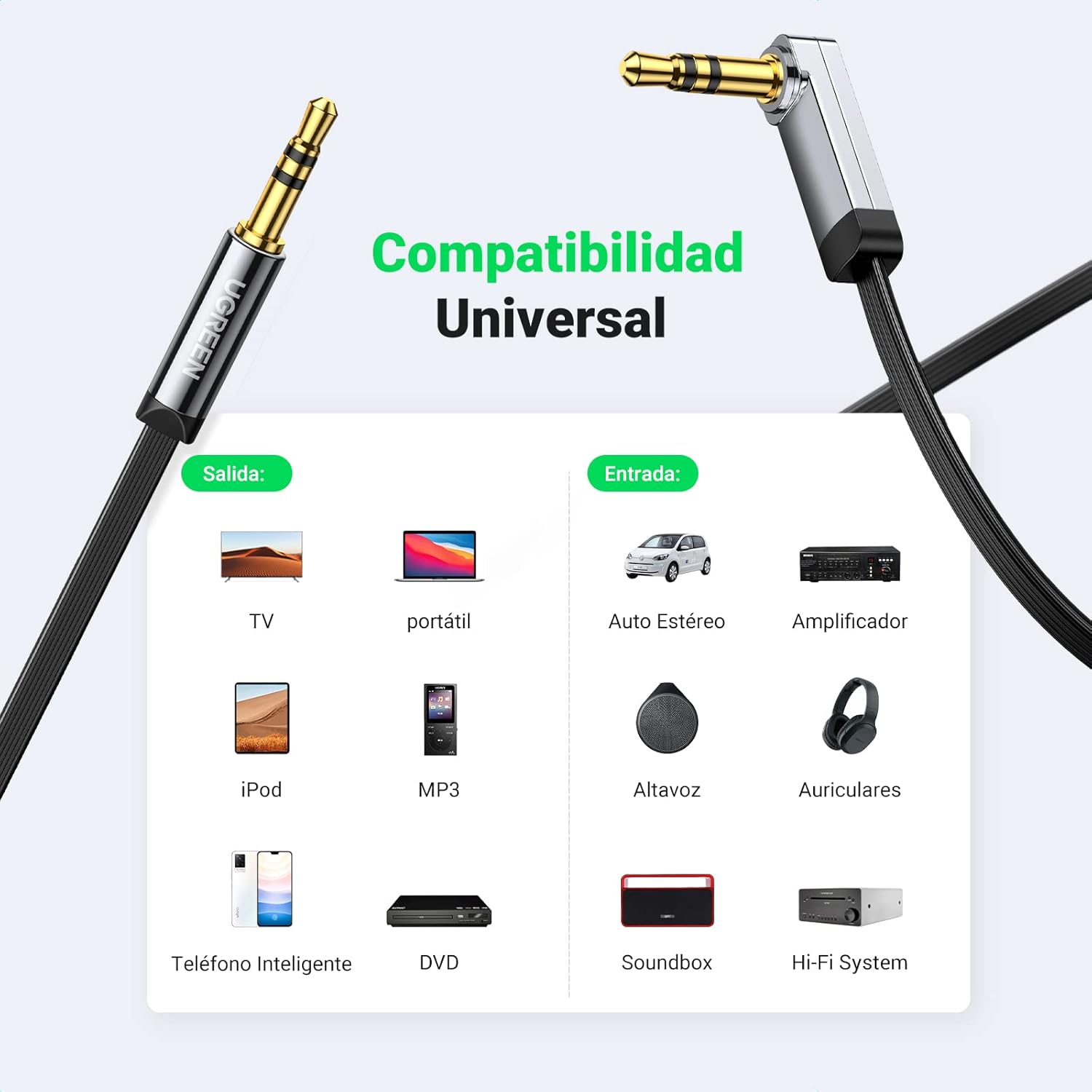 Thumbnail 2 de UGREEN cable 3.5mm nylon 0.5 m
