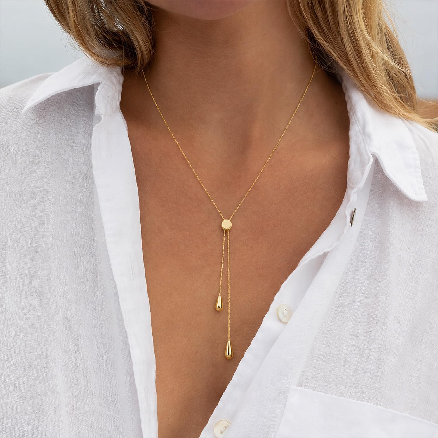 Detalle de Patwes Lariat Necklace 14K Gold Plated