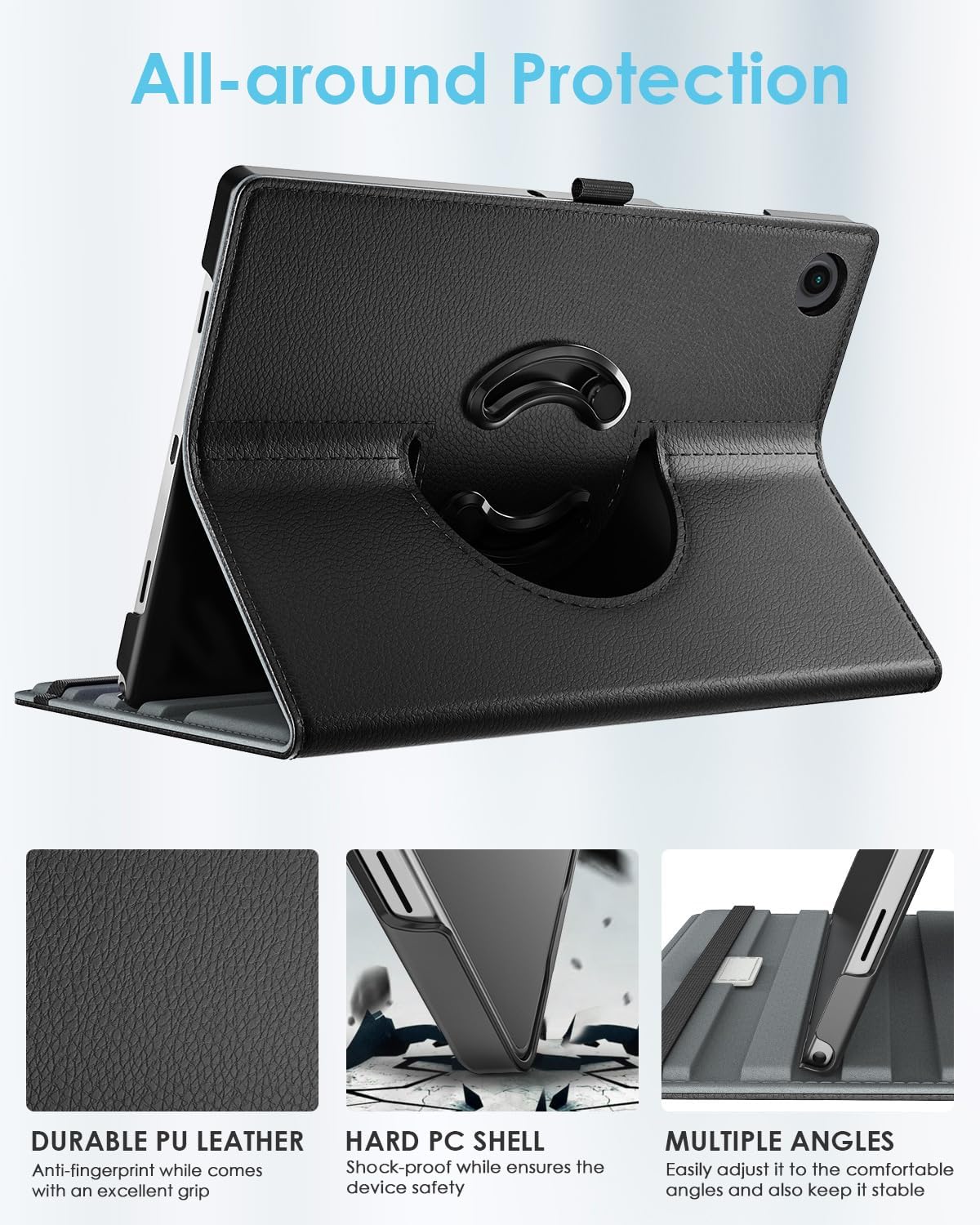 Detalle de TiMOVO Drehbare Hülle für Samsung Galaxy Tab A11+/A11 Plus 11" 2025 (SM-X230/X236/X238) – 90° Stand, Auto Sleep/Wake, Schwarz