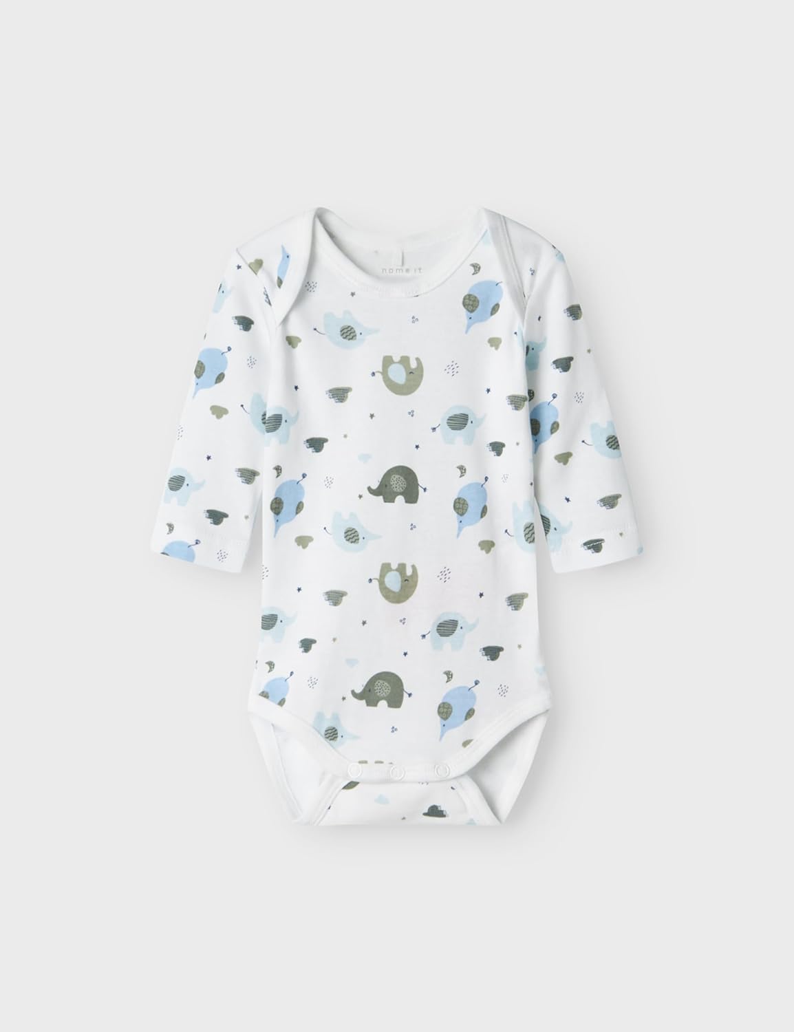 Detalle de NAME IT Nbmbody 3p Ls Baby Elephant Noos Body a maniche lunghe – Unisex Neonati, Blu (Pacco da 1)