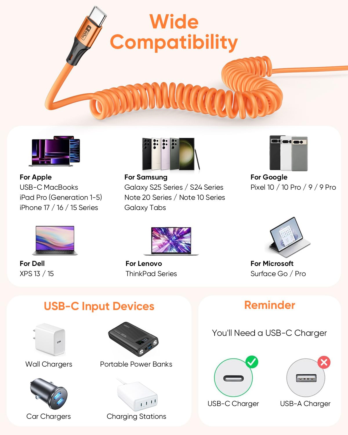 Thumbnail 5 de SUNGUY USB-C Spiralkabel 1,5 m 60 W