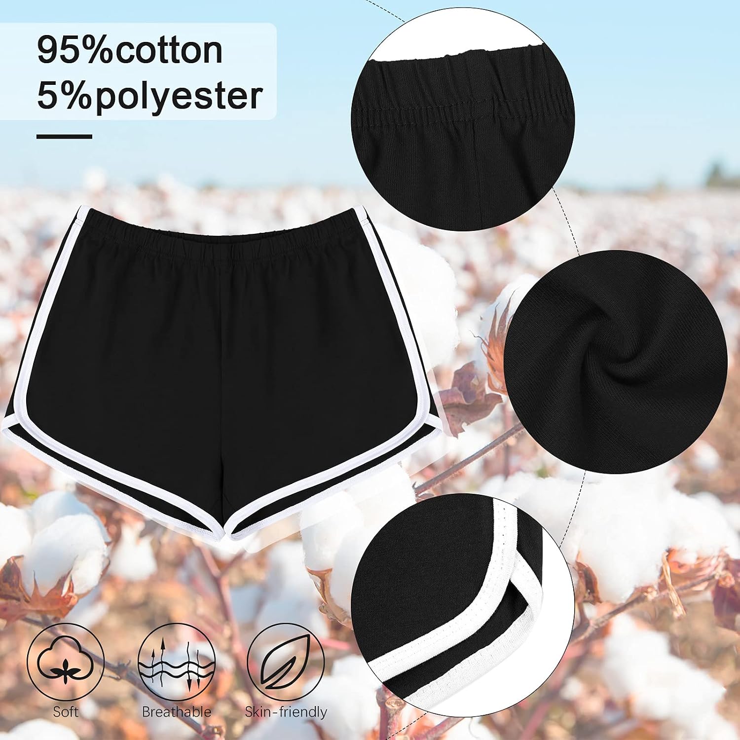 Detalle de URATOT Women’s Cotton Gym Yoga Summer Elastic Shorts (Pack of 2)