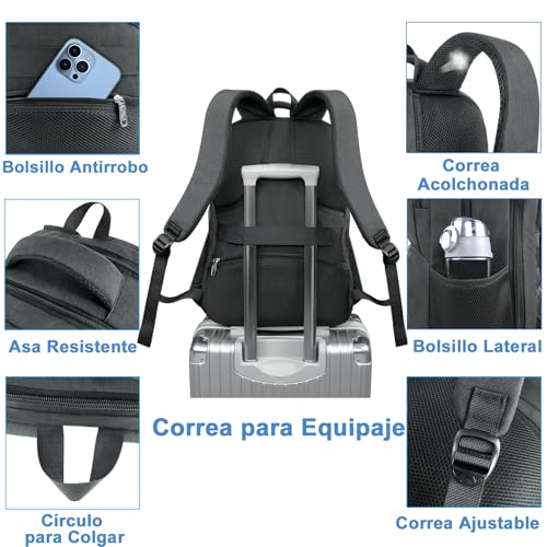Detalle de MATEIN Mochila Portátil 18 Pulgadas: Impermeable, con Compartimento Térmico y Organización Completa