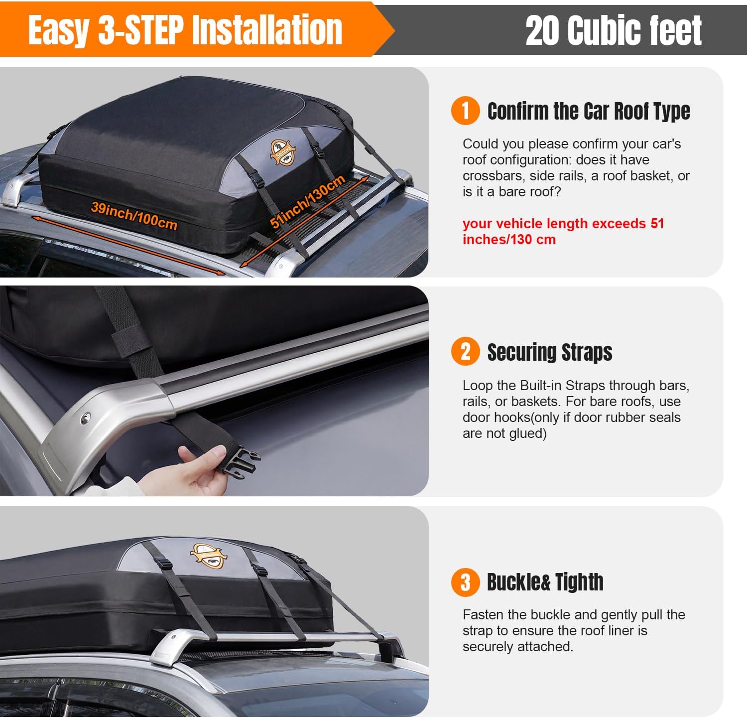 Thumbnail 6 de Sailnovo Rooftop Cargo Carrier 20 cu ft