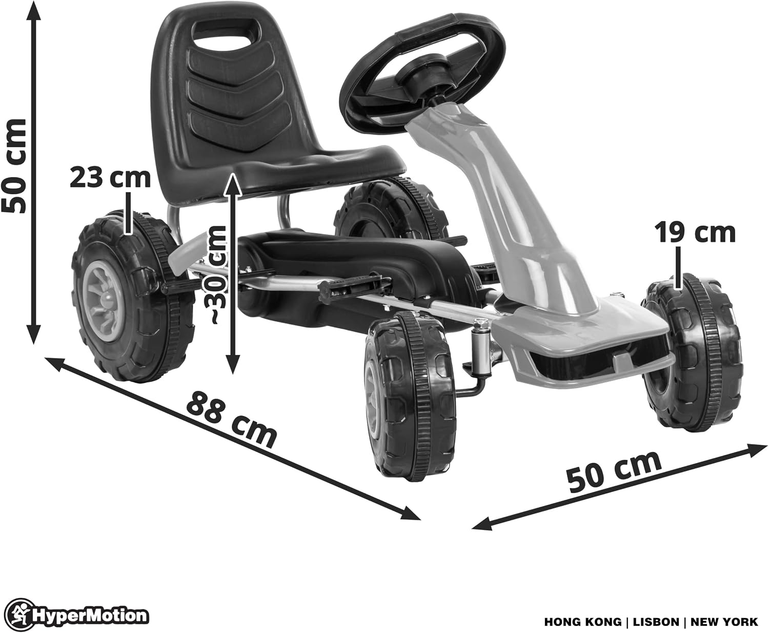 Thumbnail 2 de HyperMotion Karts pour Enfants – Voiture à Pédales 3–5 ans, 4 Roues, freins à main