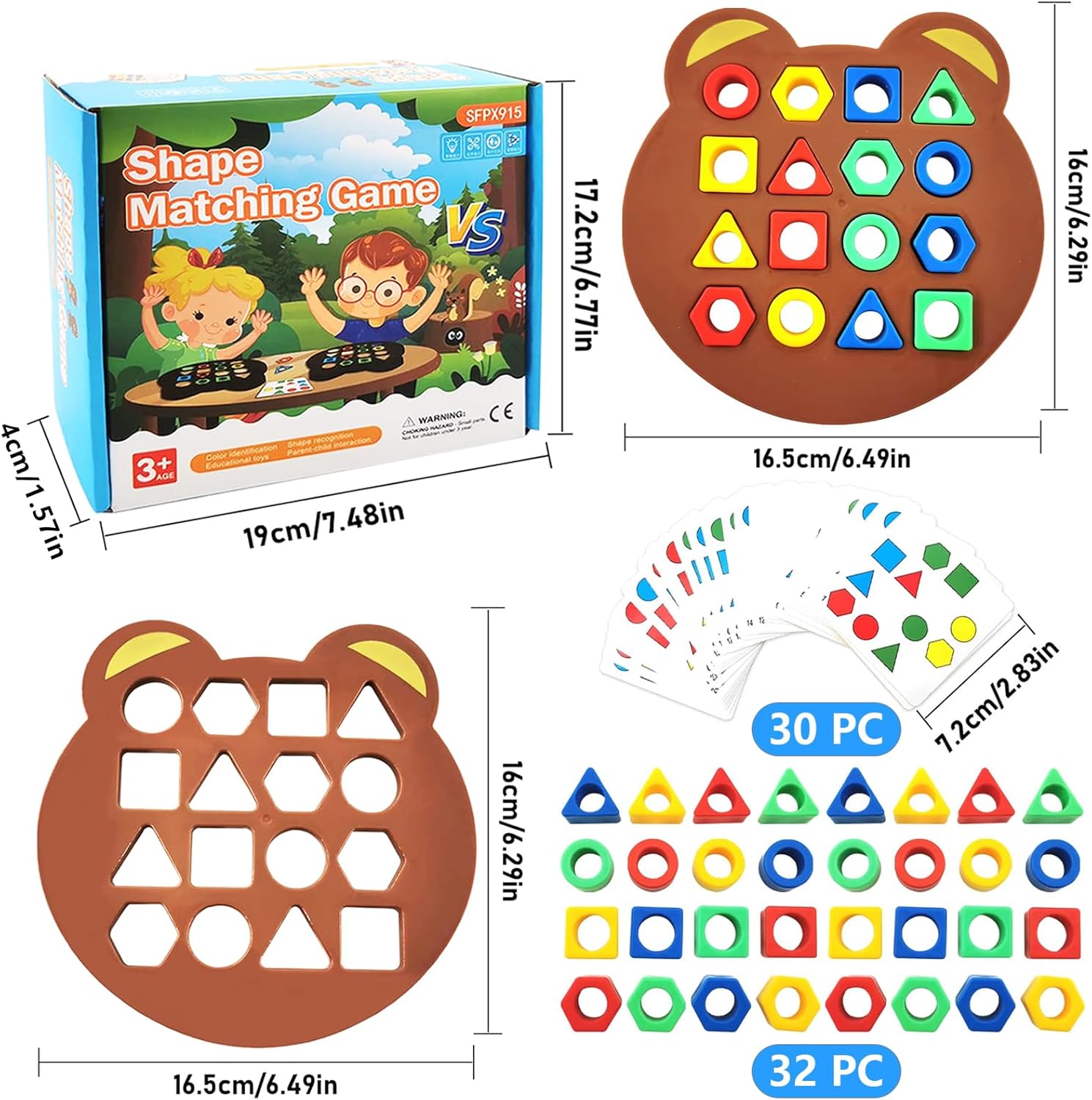 Thumbnail 1 de Guopai Gioco di Corrispondenza di Forme Geometriche – Montessori Color Shape Matching Game (Orso) 3+ Anni
