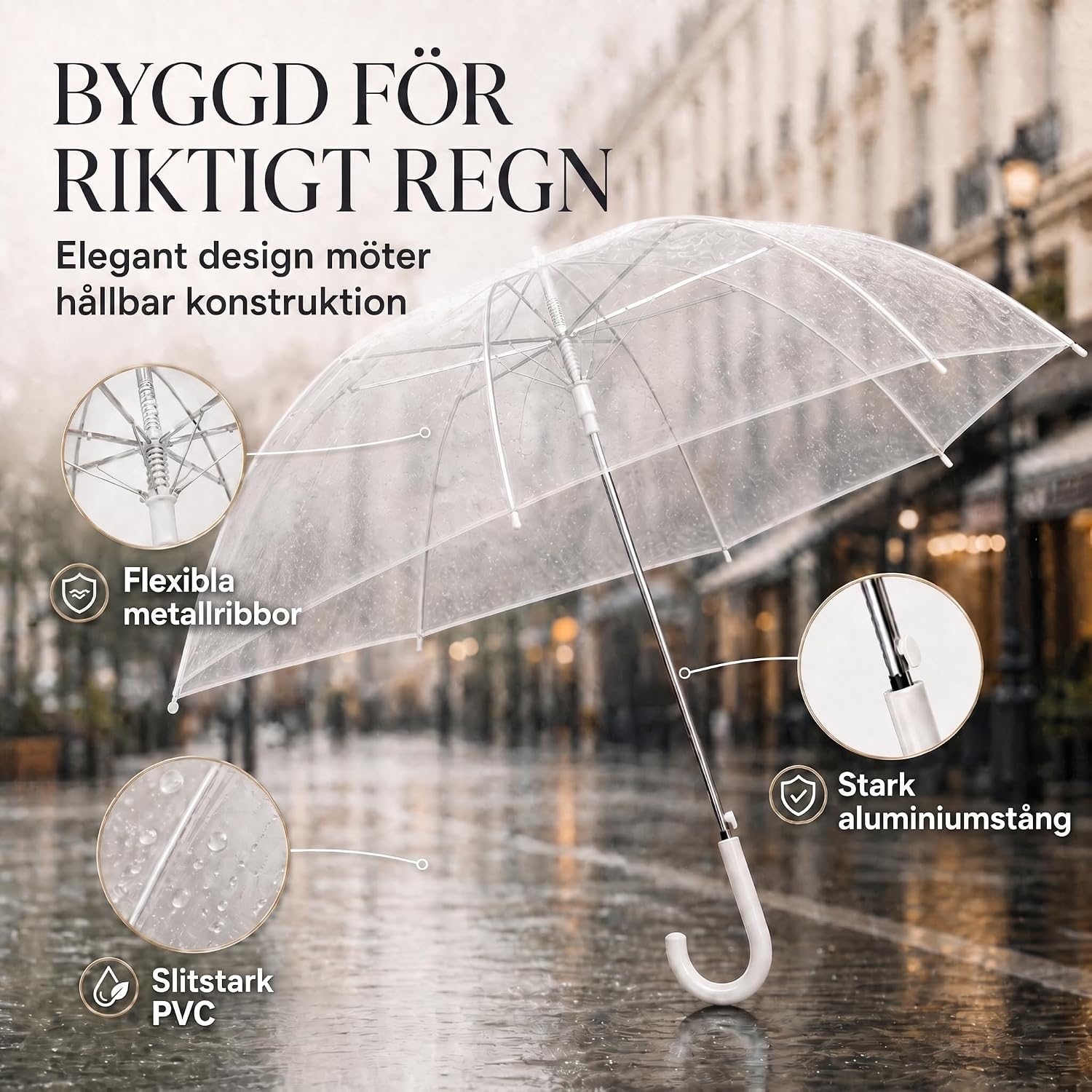 Thumbnail 2 de GOODS+GADGETS® genomskinligt automatiskt käppparaply med vindtålig skärm