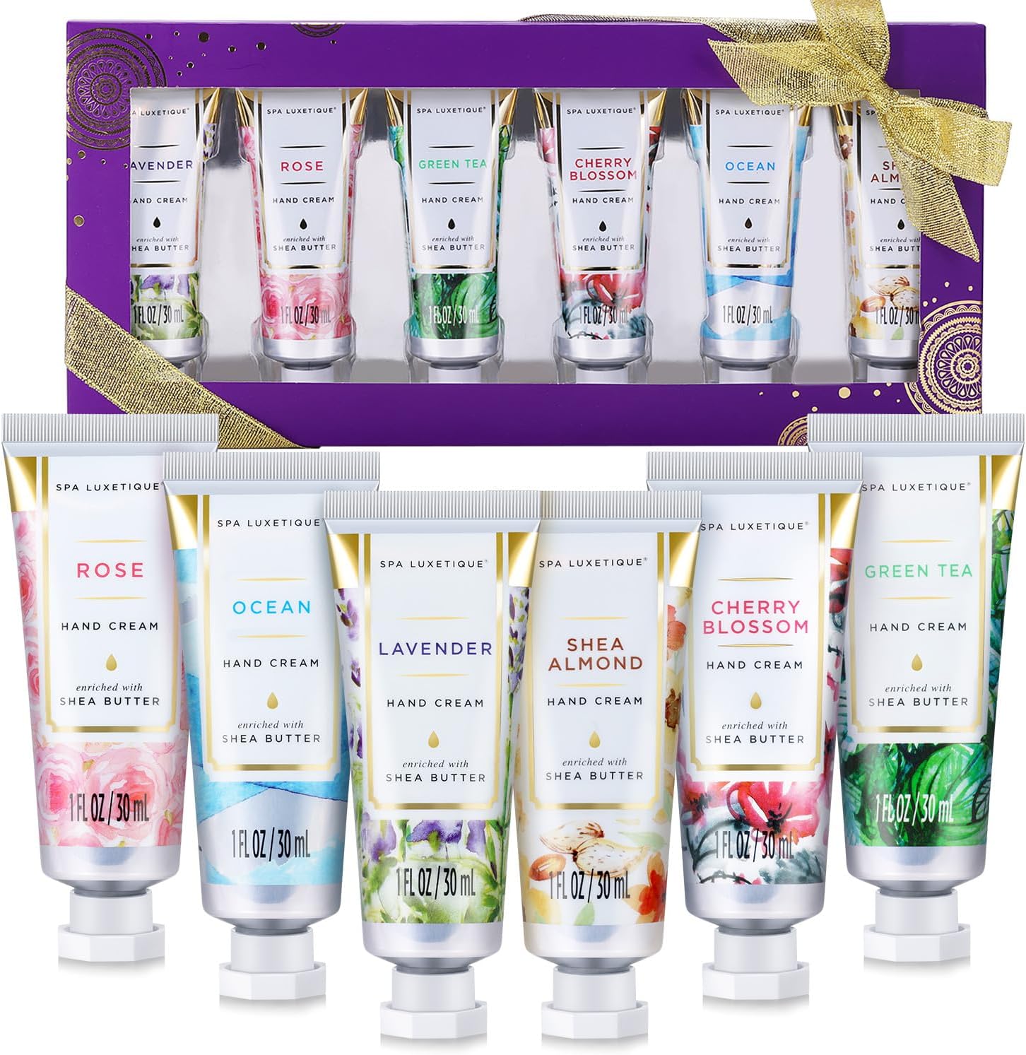 Detalle de Spa Luxetique 6-Piece Hand Cream Set, Travel Size with Aloe and Vitamin E