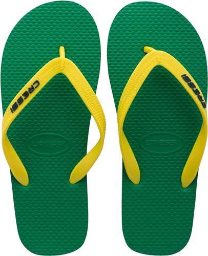 Detalle de Cressi Beach Flip Flops: infradito unisex per mare e piscina, verde/giallo, 35/36