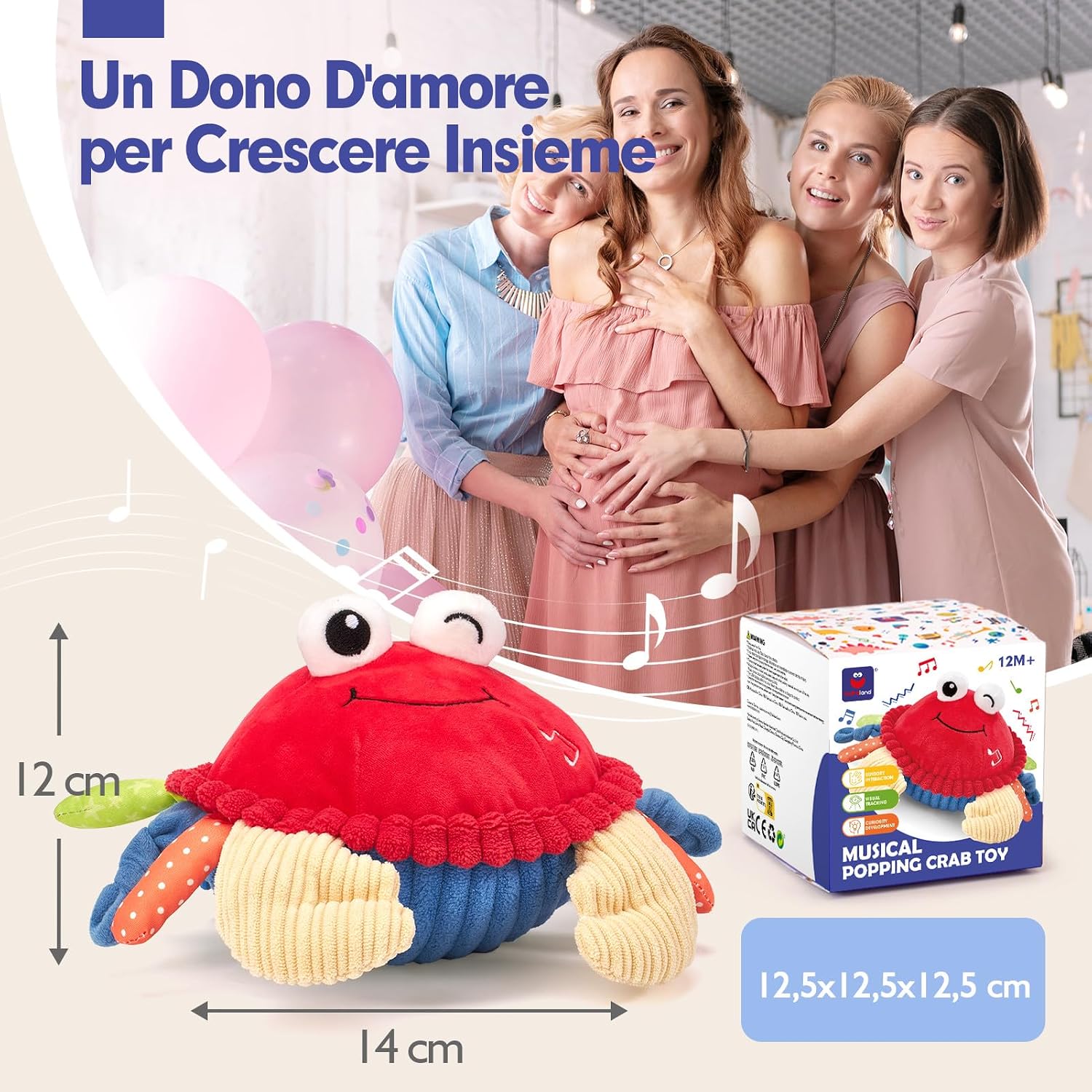 Thumbnail 6 de hahaland Giochi Neonato 6 Mesi Granchio Interattivo Peluche Musicale