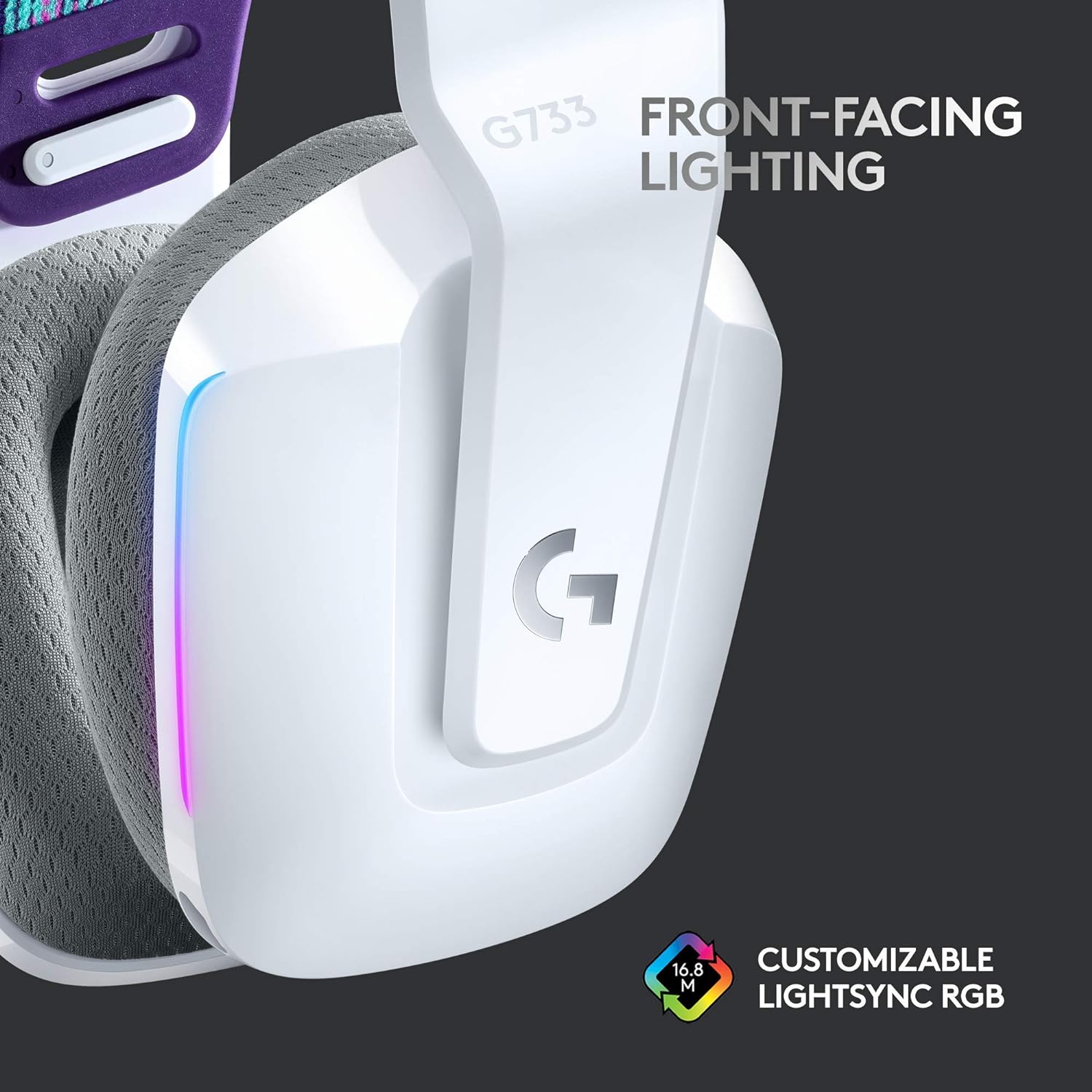 Detalle de Logitech G733 LIGHTSPEED Wireless Gaming Headset with LIGHTSYNC RGB and Blue VO!CE