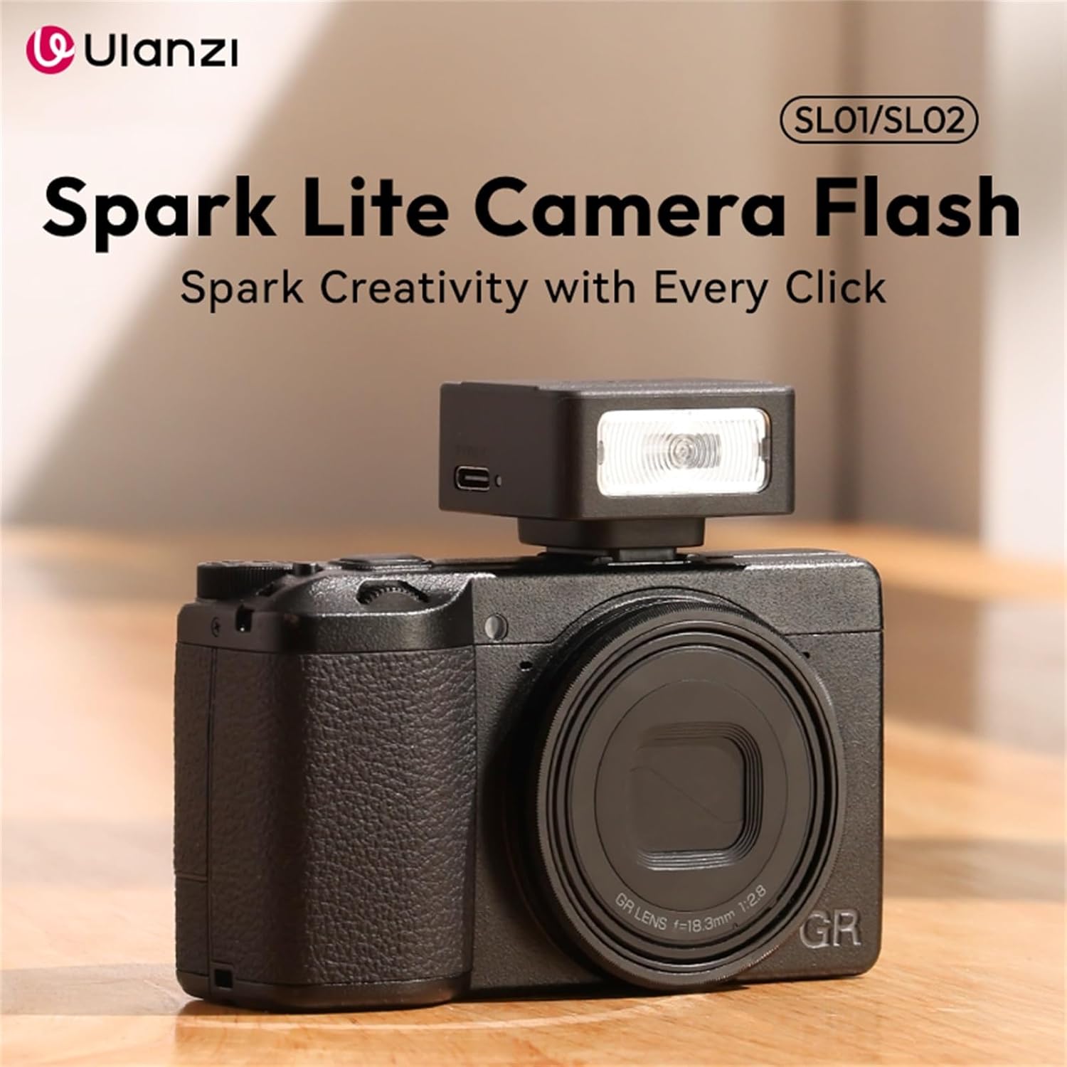 Thumbnail 1 de ULANZI SL01 Mini Kamerablitz mit Einzelkontakt-Blitzschuh (GN8, 4 Leistungsstufen) für Nikon, Sony, Fujifilm & Co.
