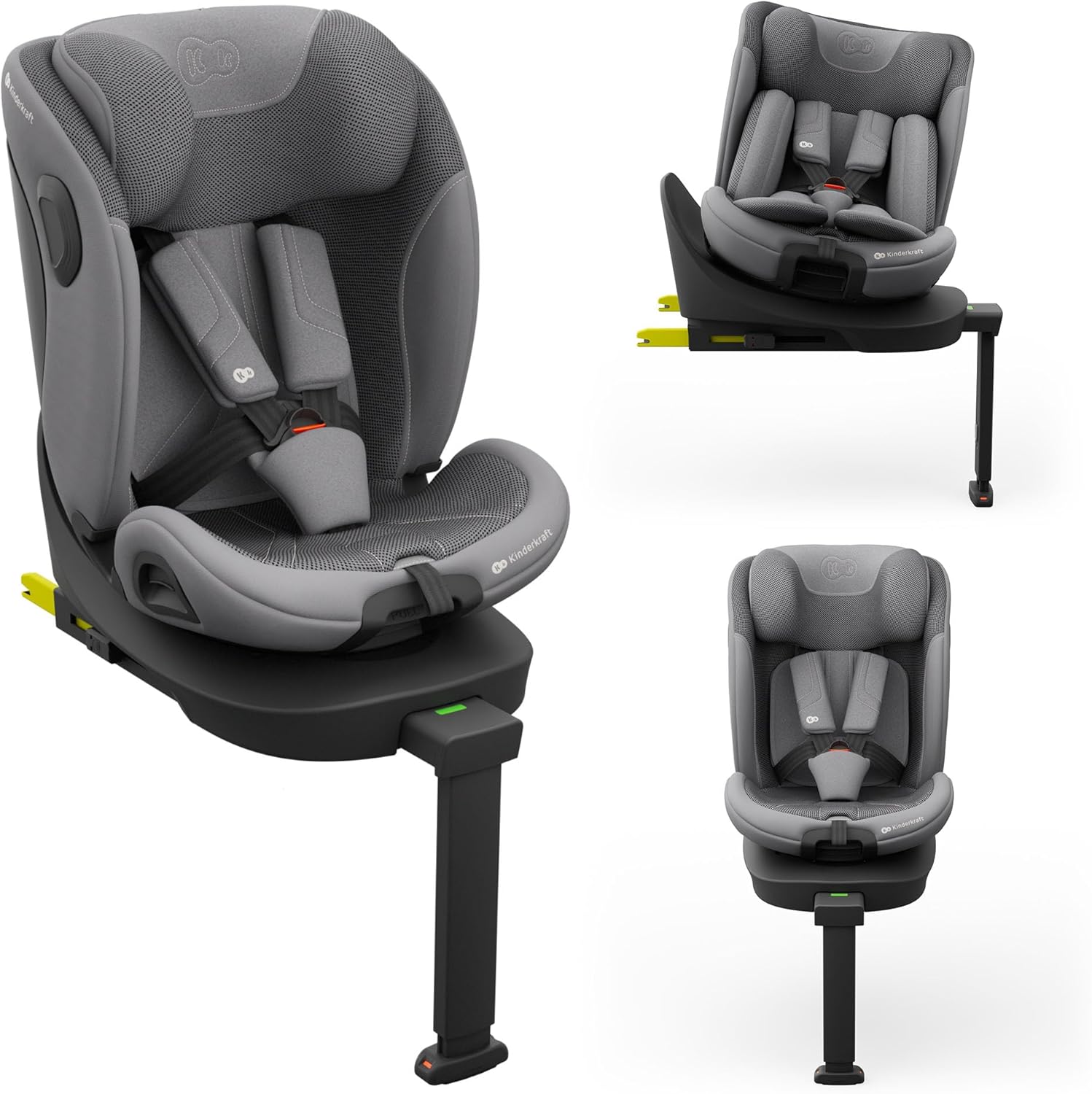 Kinderkraft i-360 2 PRO — Siège auto 4 en 1, de 0 à 36 kg, ISOFIX, Gris