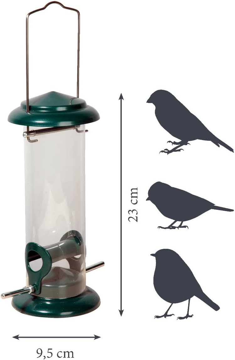 Detalle 2 de dobar® 11516 compacte vogelvoederzuil van metaal en acrylglas, groen