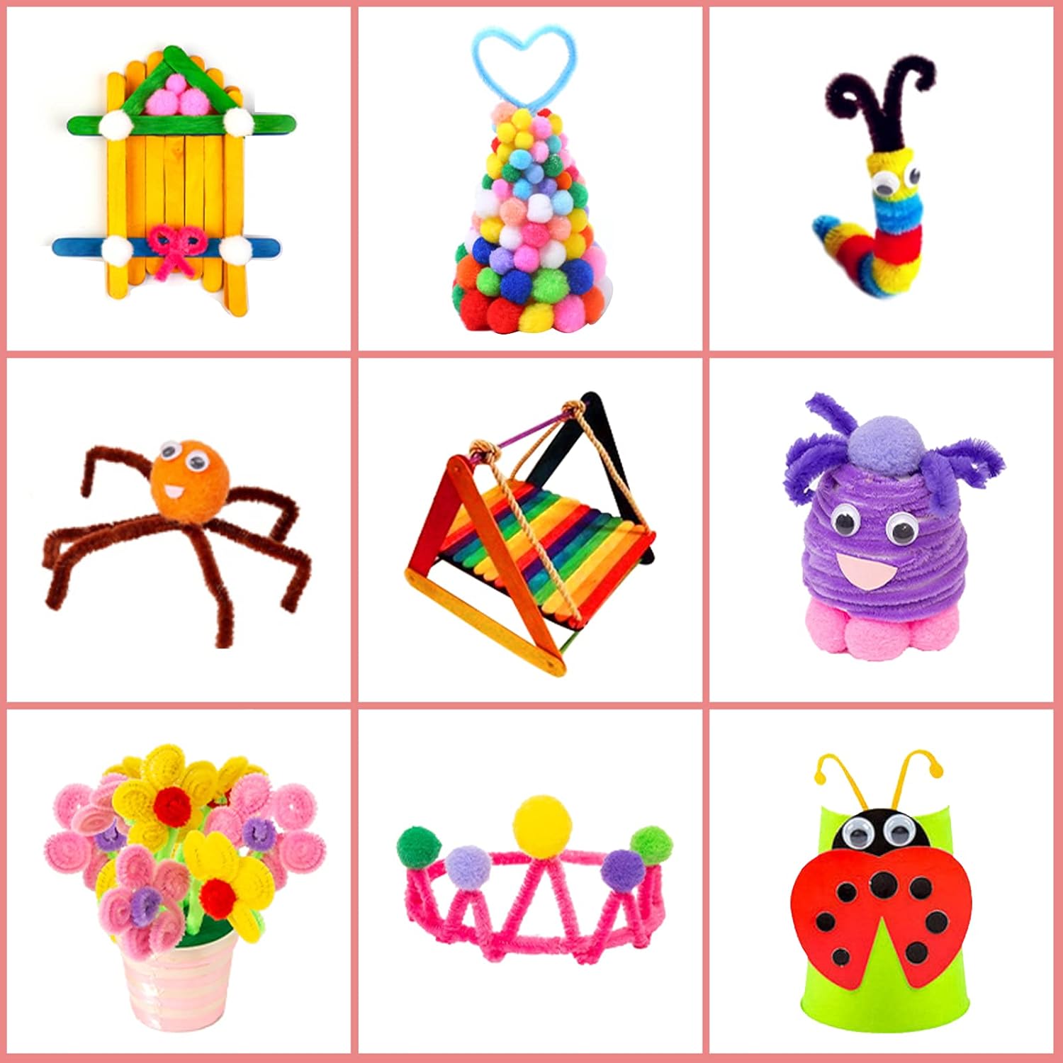 Thumbnail 5 de Bastelset Kinder Bastelkoffer mit 1300+ Teilen: Pailletten, Pfeifenreiniger, Pompons & mehr für DIY-Projekte