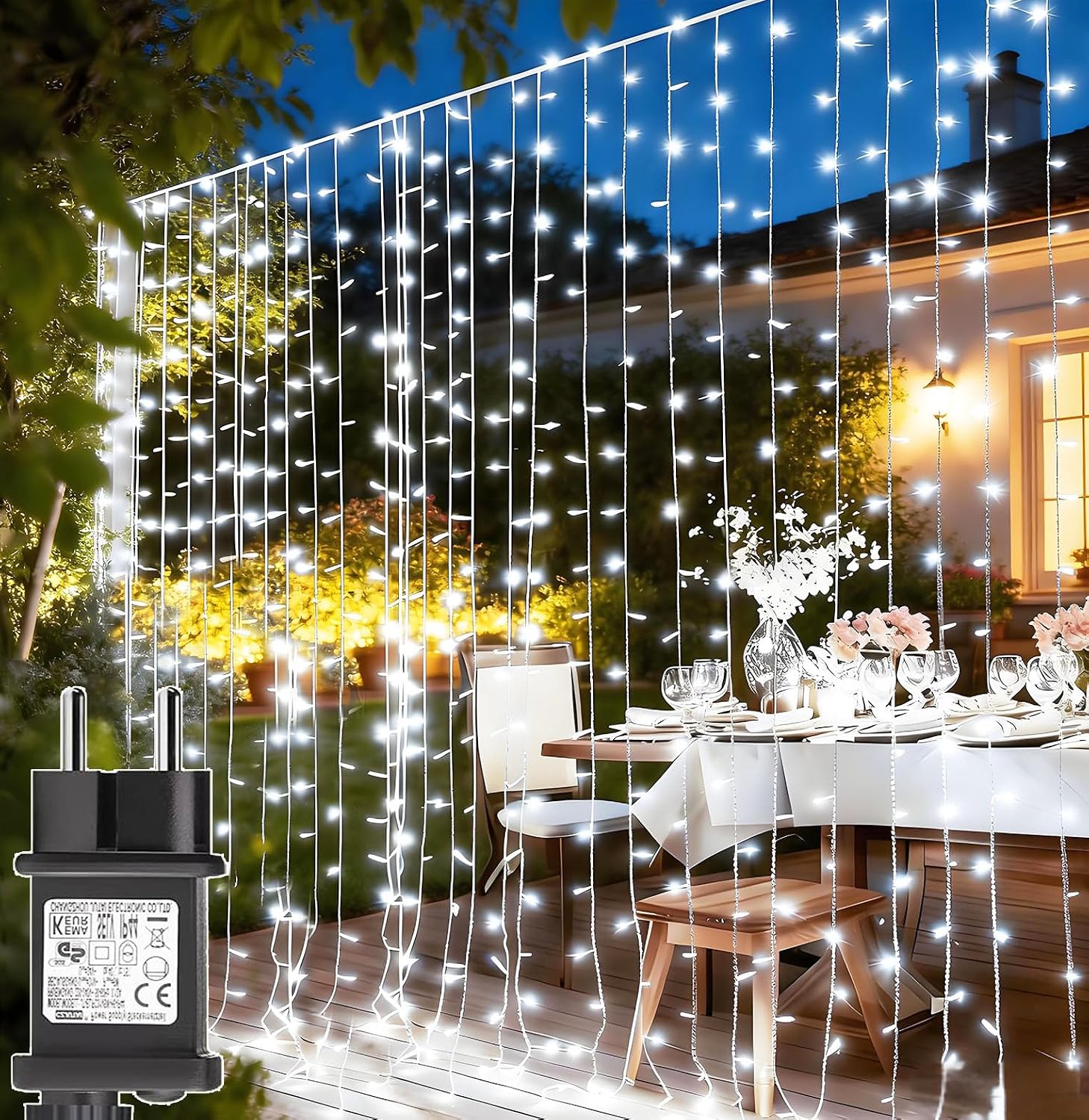 Detalle de yowin Tenda Luminosa Natale 300 LED 3x3 m con spina, timer e 8 modalità