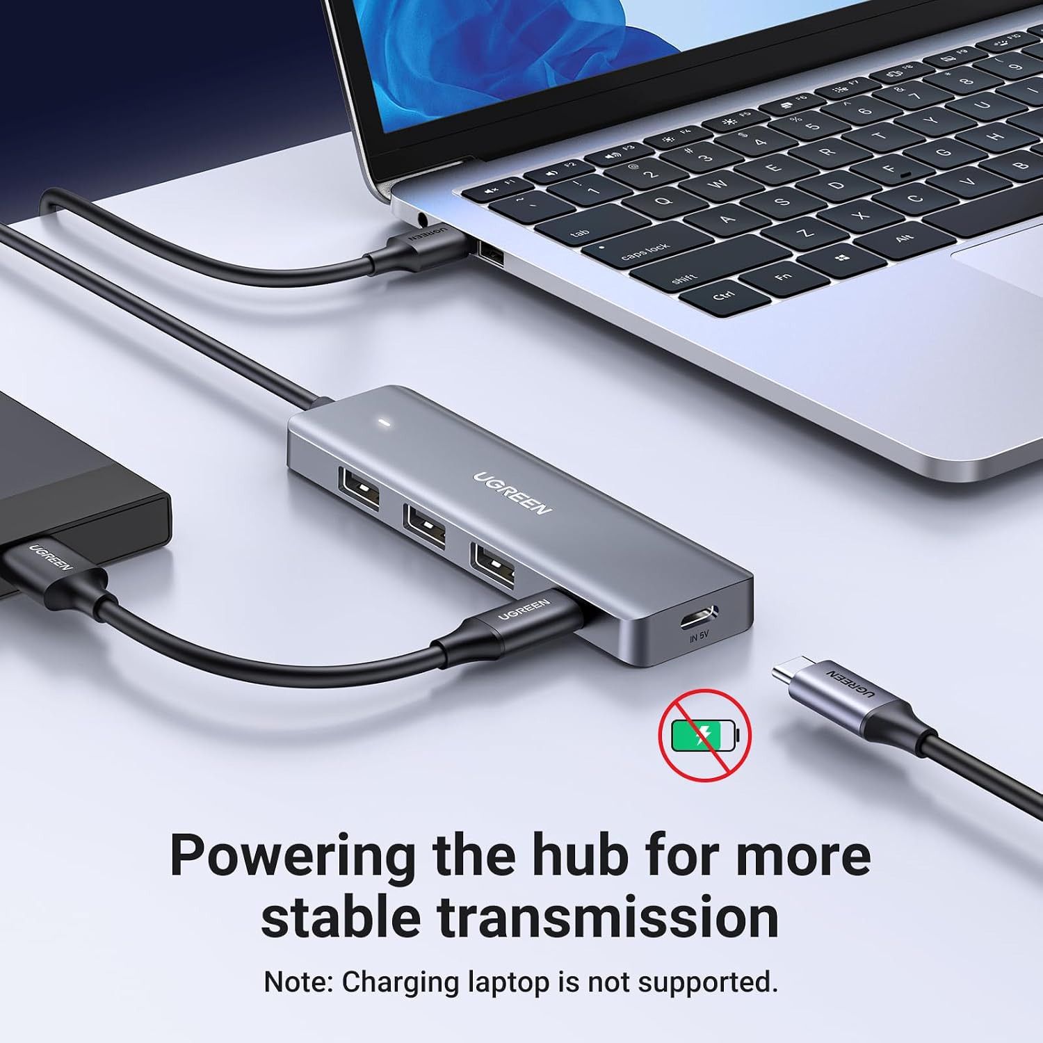 Detalle 2 de UGREEN USB hub 0.6m cable