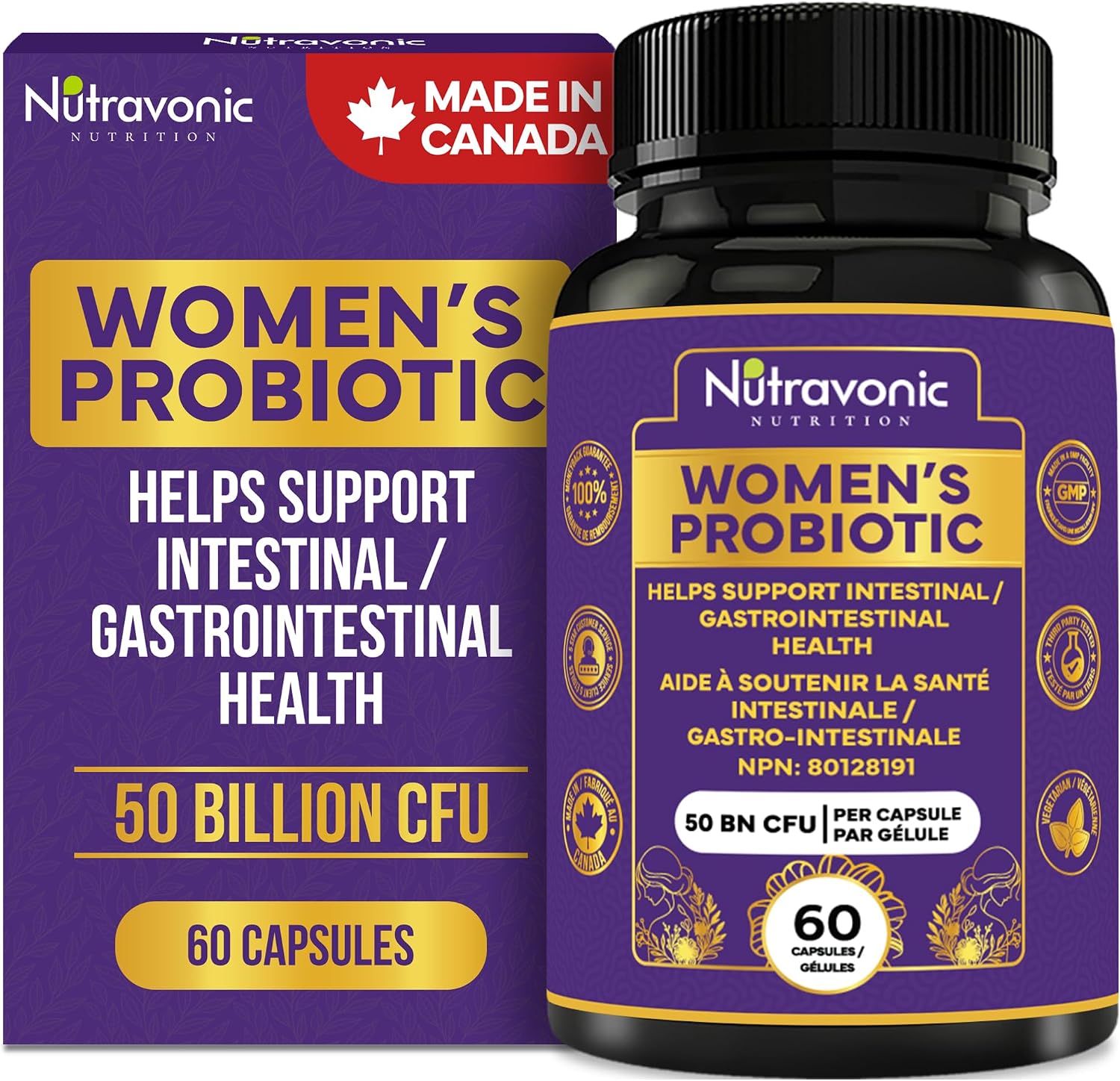 Detalle de Nutravonic Nutrition Probiotics for Women, 50 Billion CFU, 15 Strains, Delayed-Release Capsules