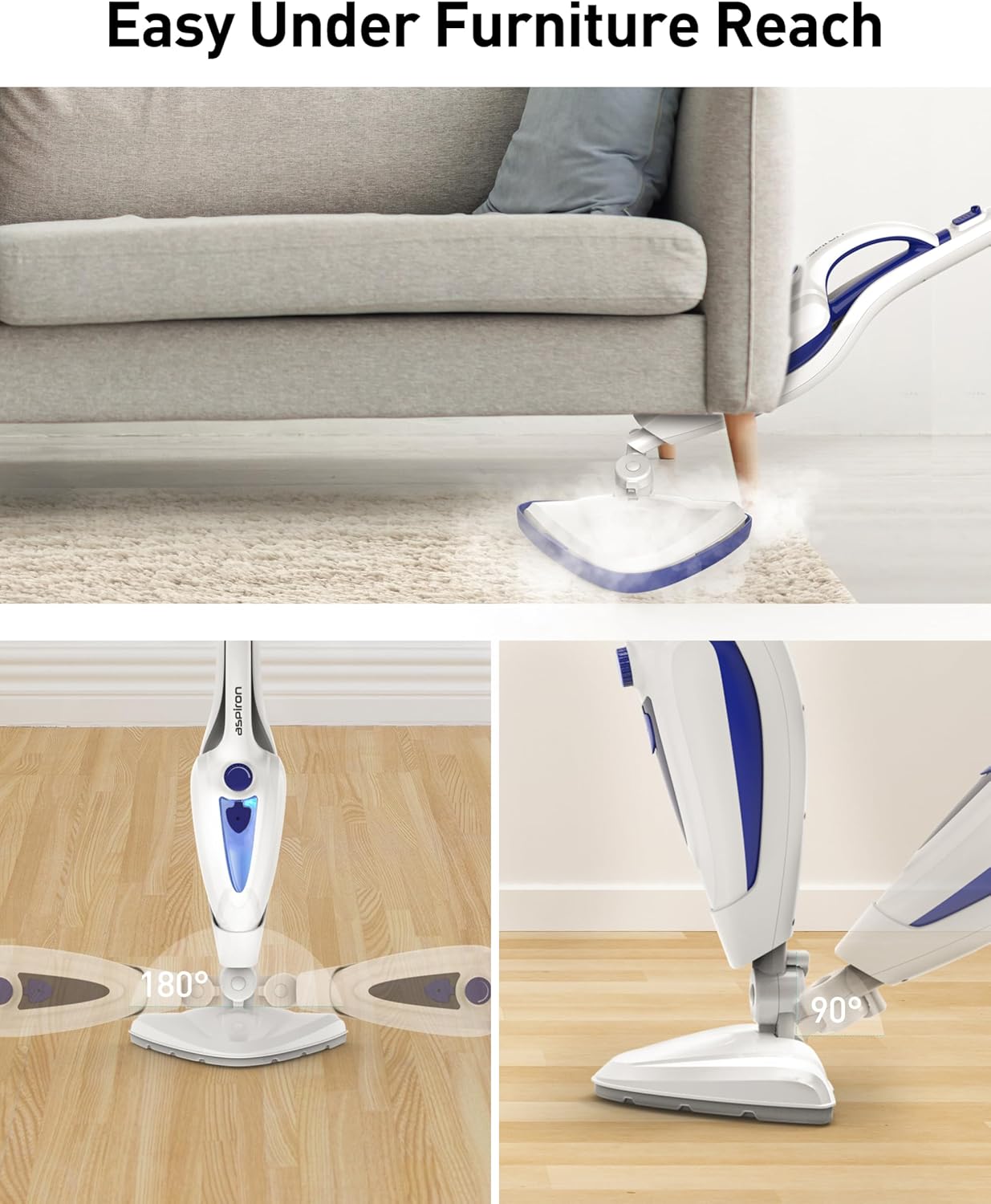 Detalle de Aspiron AS-CA039 12-in-1 Steam Mop, 1500W, 385 mL Tank