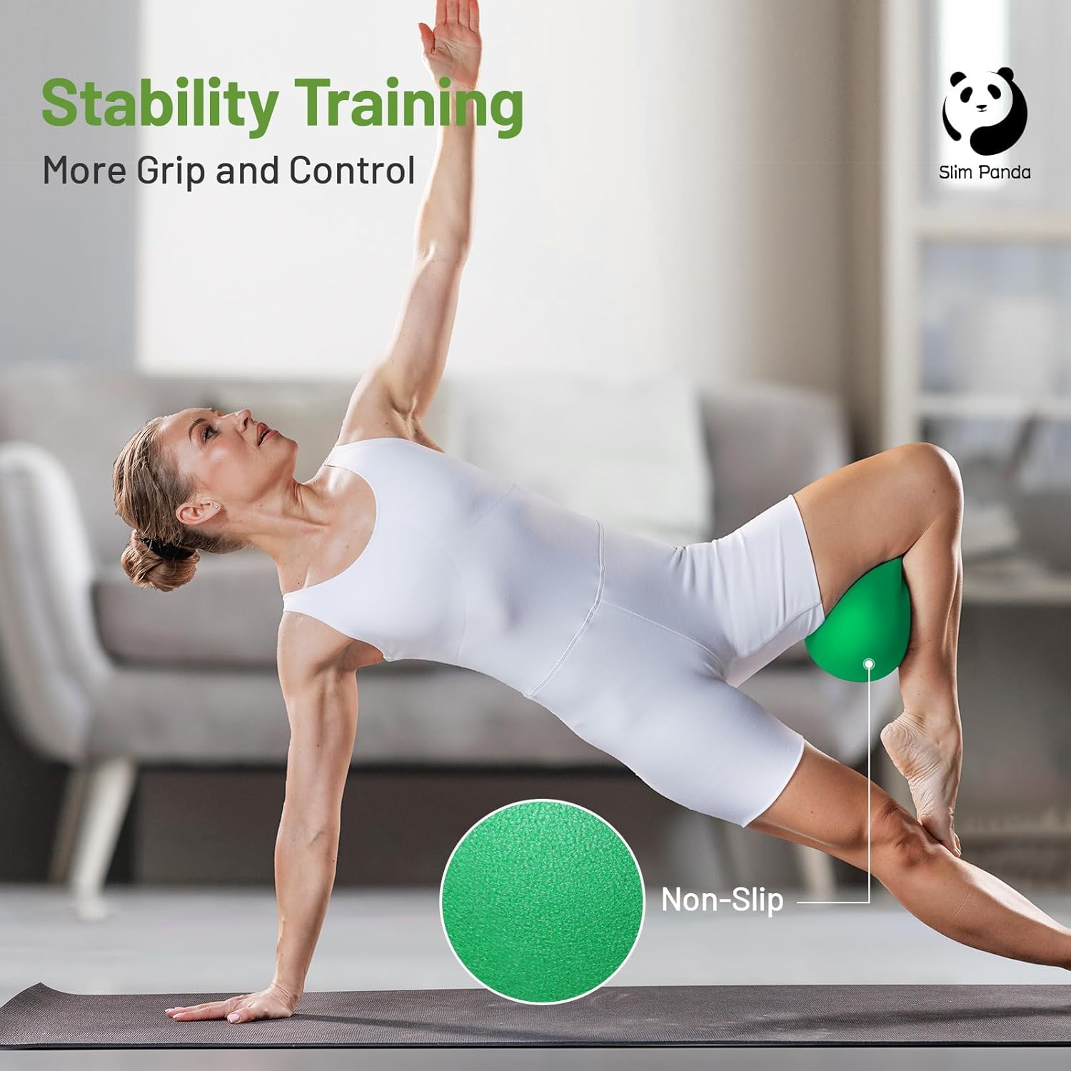 Detalle de Slim Panda Gymnastikball Klein 23–25 cm – Pilates Ball mit Aufblasbarem Strohhalm, Soft Yoga Ball für Home Fitness
