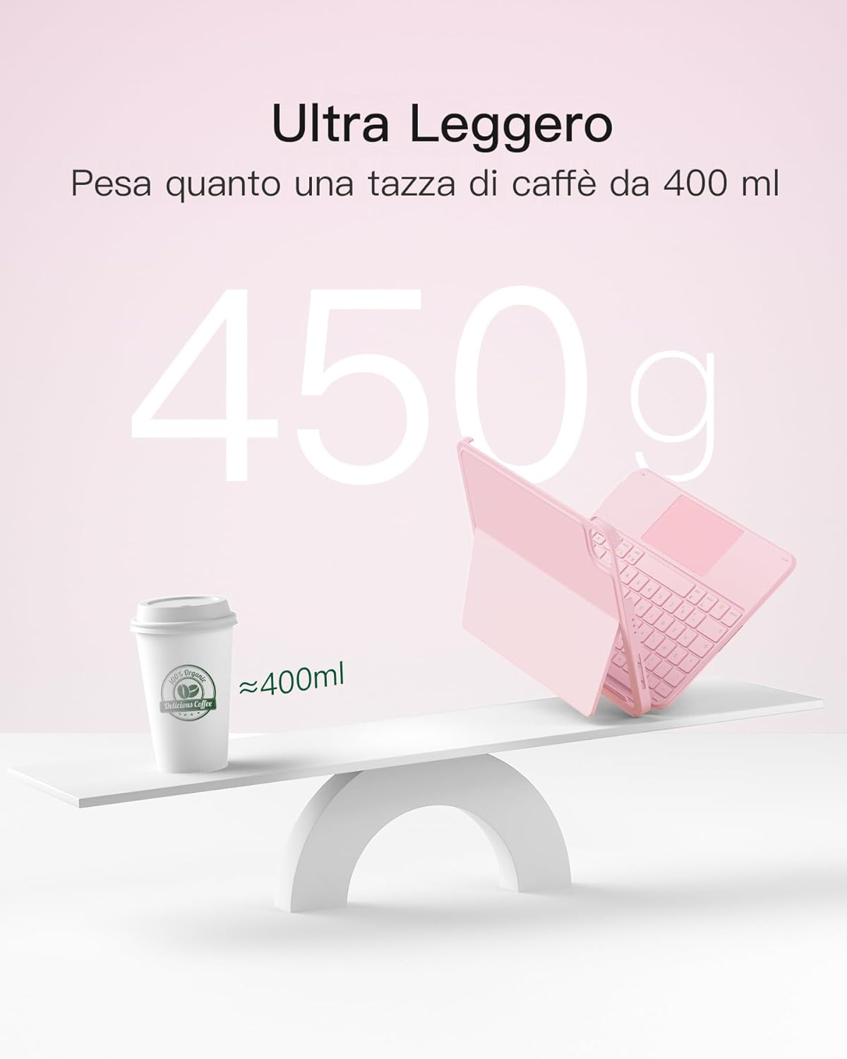Thumbnail 3 de Inateck Custodia Tastiera per iPad 11a/10a Gen e Modelli Air Pro 11” – Tastiera Ultralight con Touchpad, Rosa AceTouch