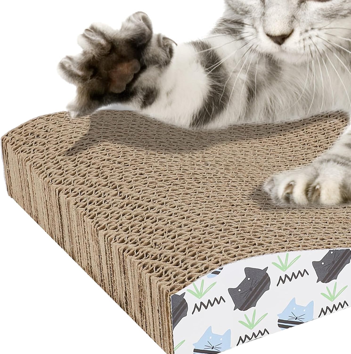 Thumbnail 6 de OMATSBEH 2 Pack Cat Scratcher Pad & Board – Cardboard Nest & Sleeping Scratcher (Grey)