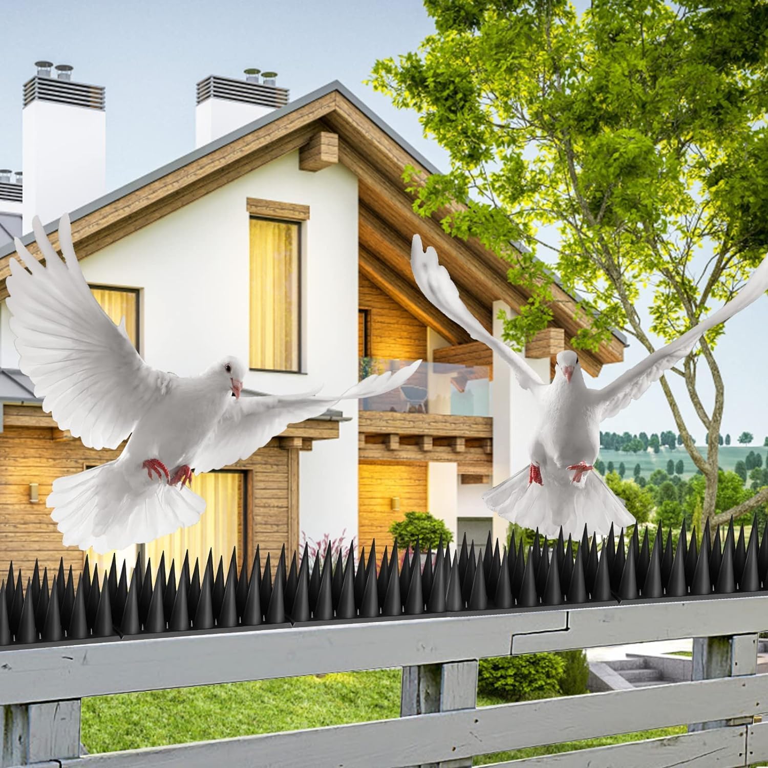 Detalle de YMYH anti-duivenpinnen voor balkon, 5,7 m, 20 stuks in zwart kunststof