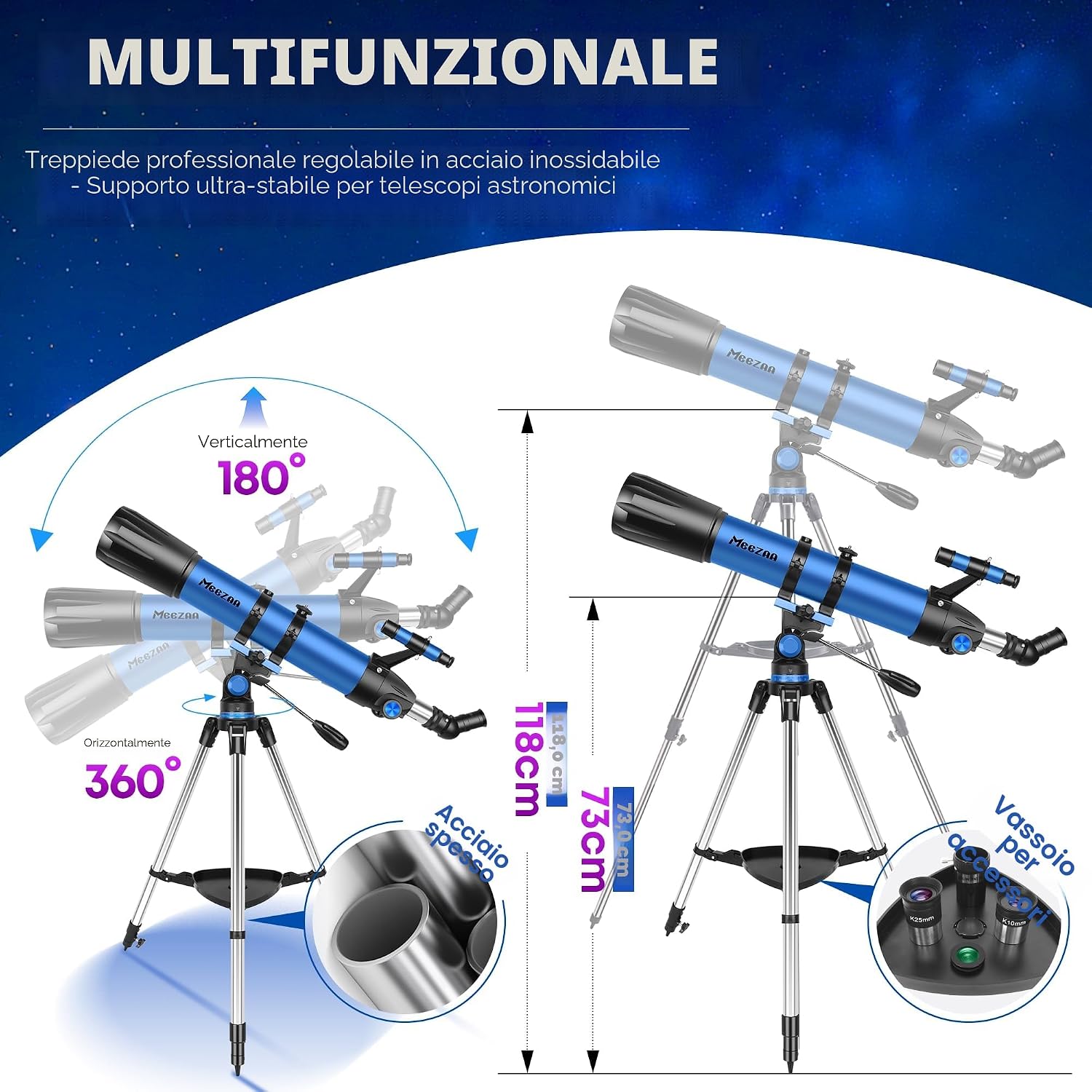 Thumbnail 5 de MEEZAA 90 mm 800 mm telescopio professionale