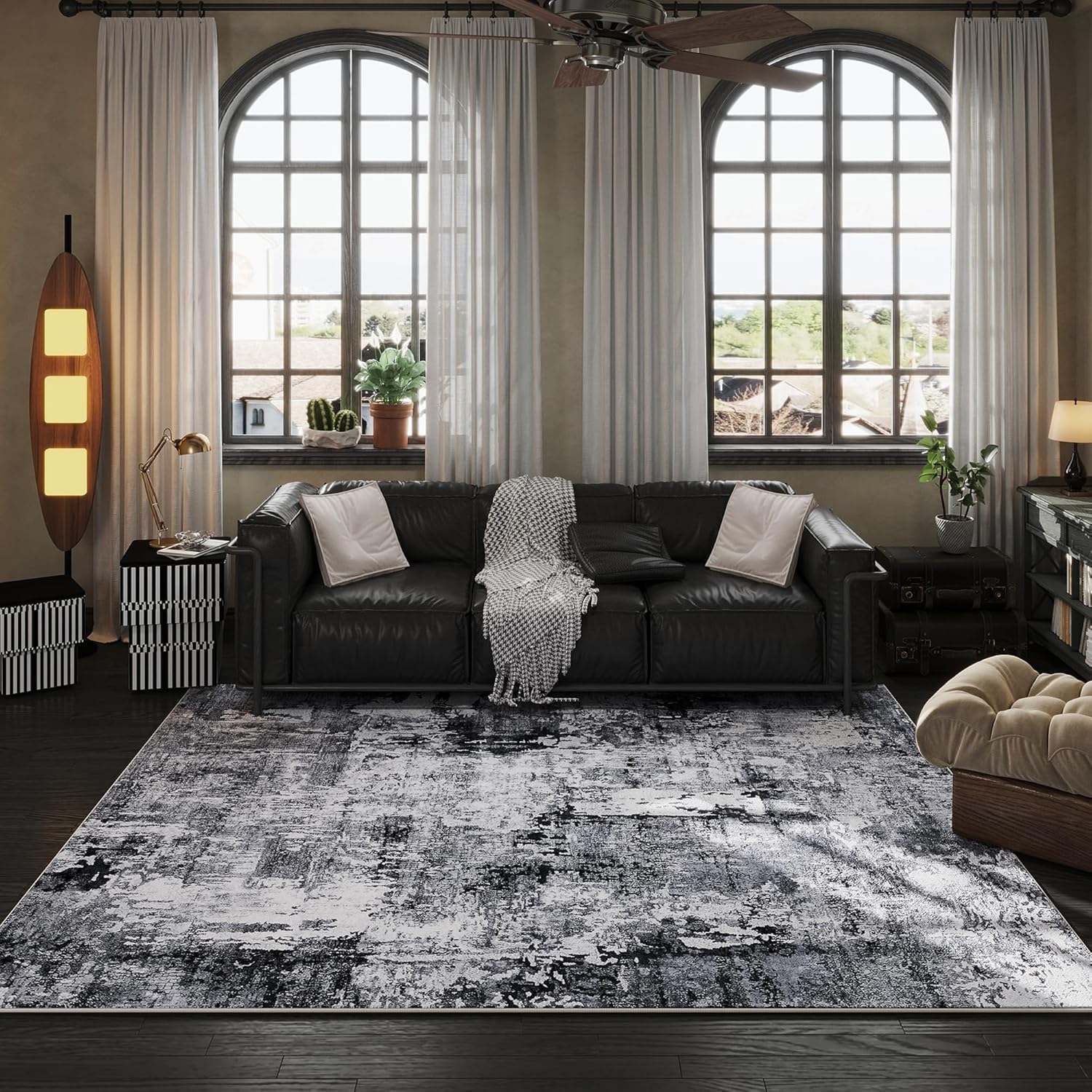 Thumbnail 1 de Rugcomf 9x12 Washable Boho Rug — Non‑Slip, Grey 🏠